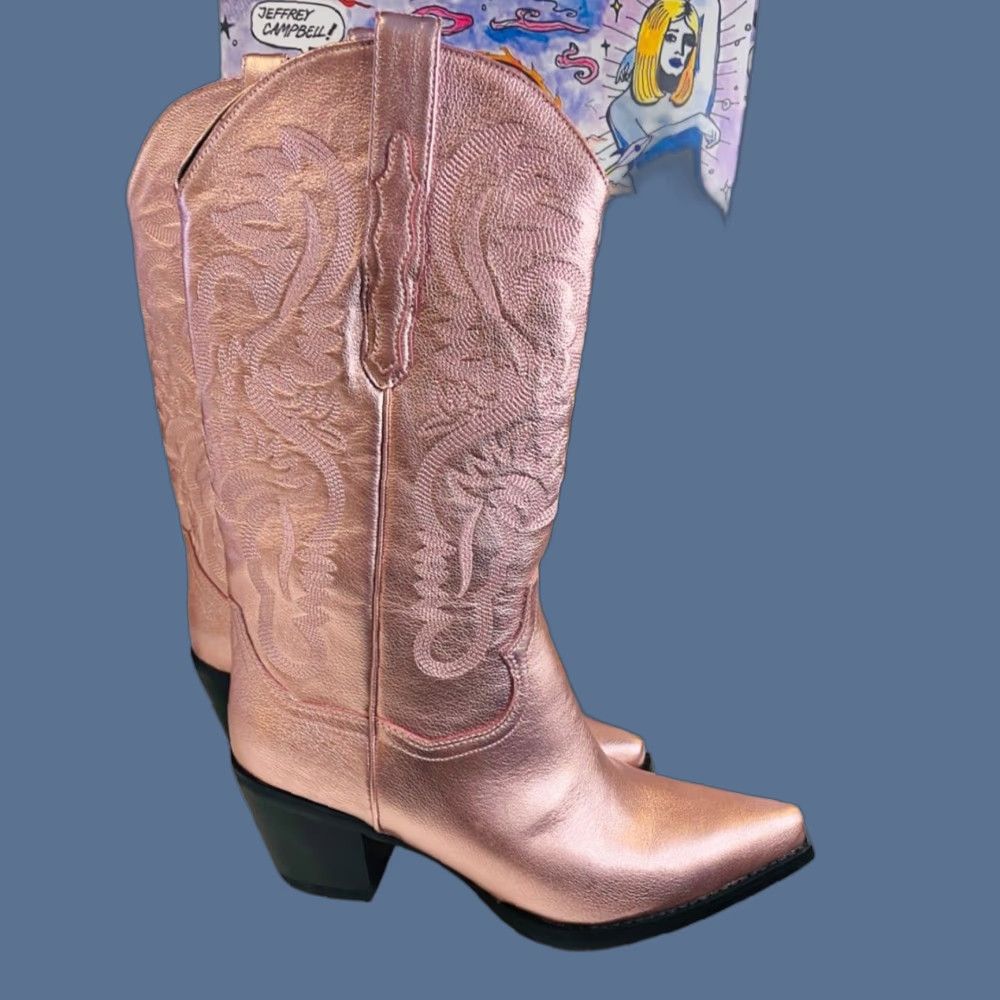 Jeffrey Campbell Jeffrey Campbell Free People Womens Dagget Size 10 Pink Champagne Western Boots Size US 10 / IT 40 - 1 Thumbnail