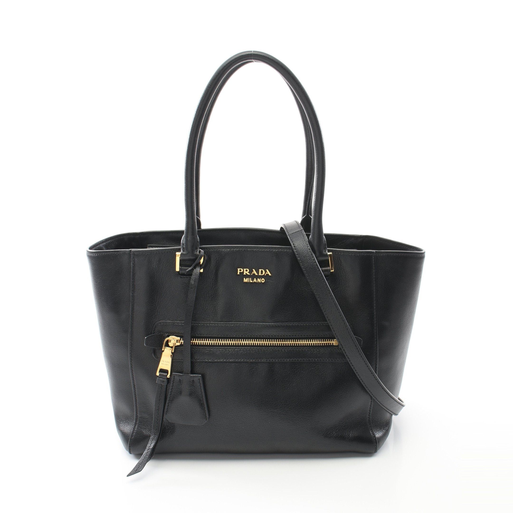 Prada Prada Handbag Leather Black Size ONE SIZE - 1 Thumbnail