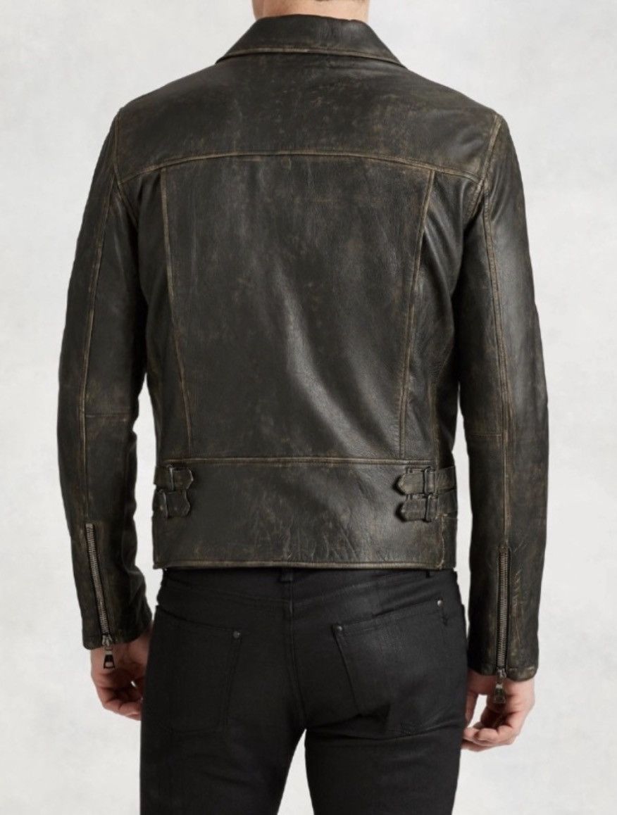 John Varvatos Distressed Leather Chelsea Biker Jacket EU54 USA44 Size US L / EU 52-54 / 3 - 5 Thumbnail