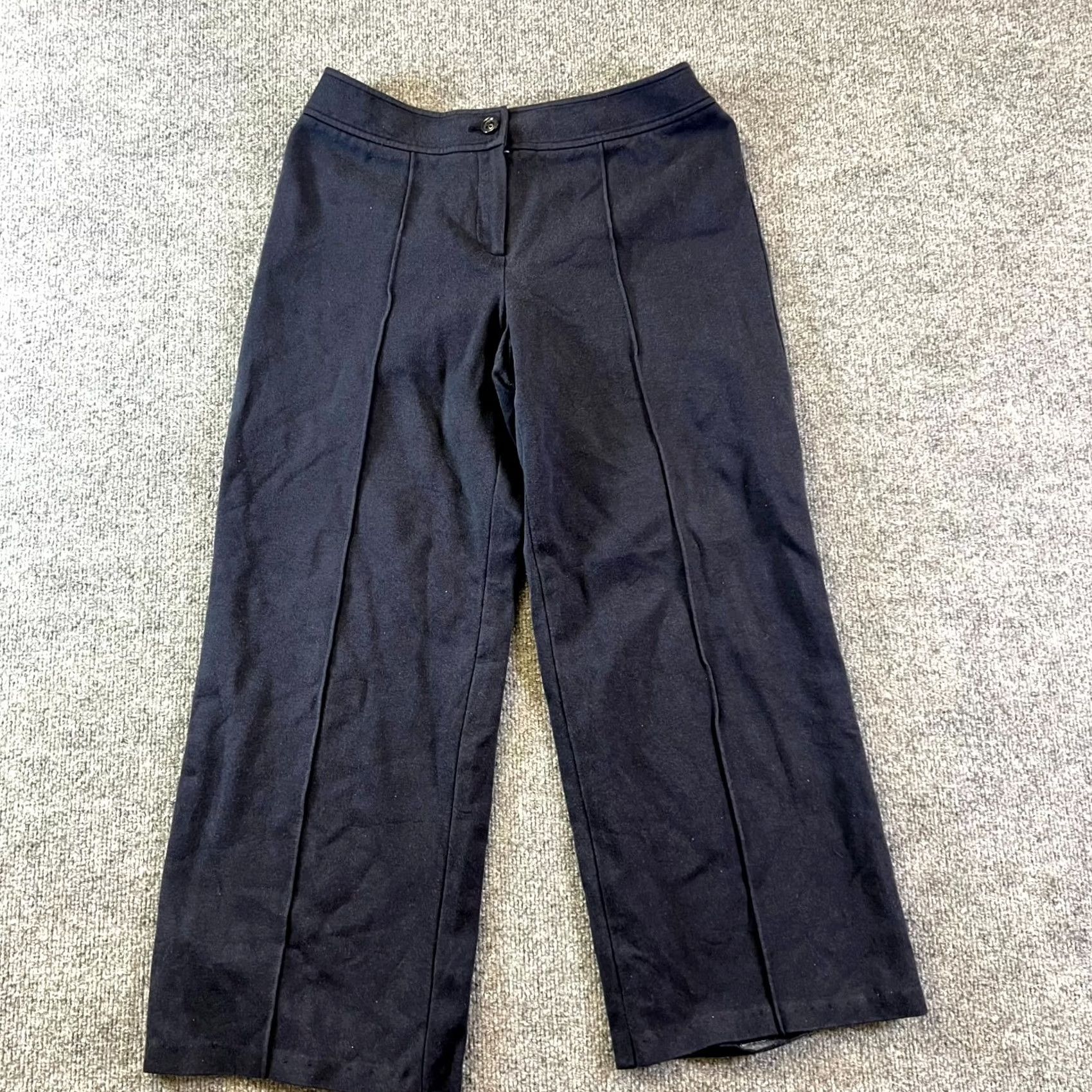 Talbots Talbots Pants Womens 10 Navy Cotton Stretch Wide-Leg Cropped Office Wear Size 32" / US 10 / IT 46 - 2 Thumbnail