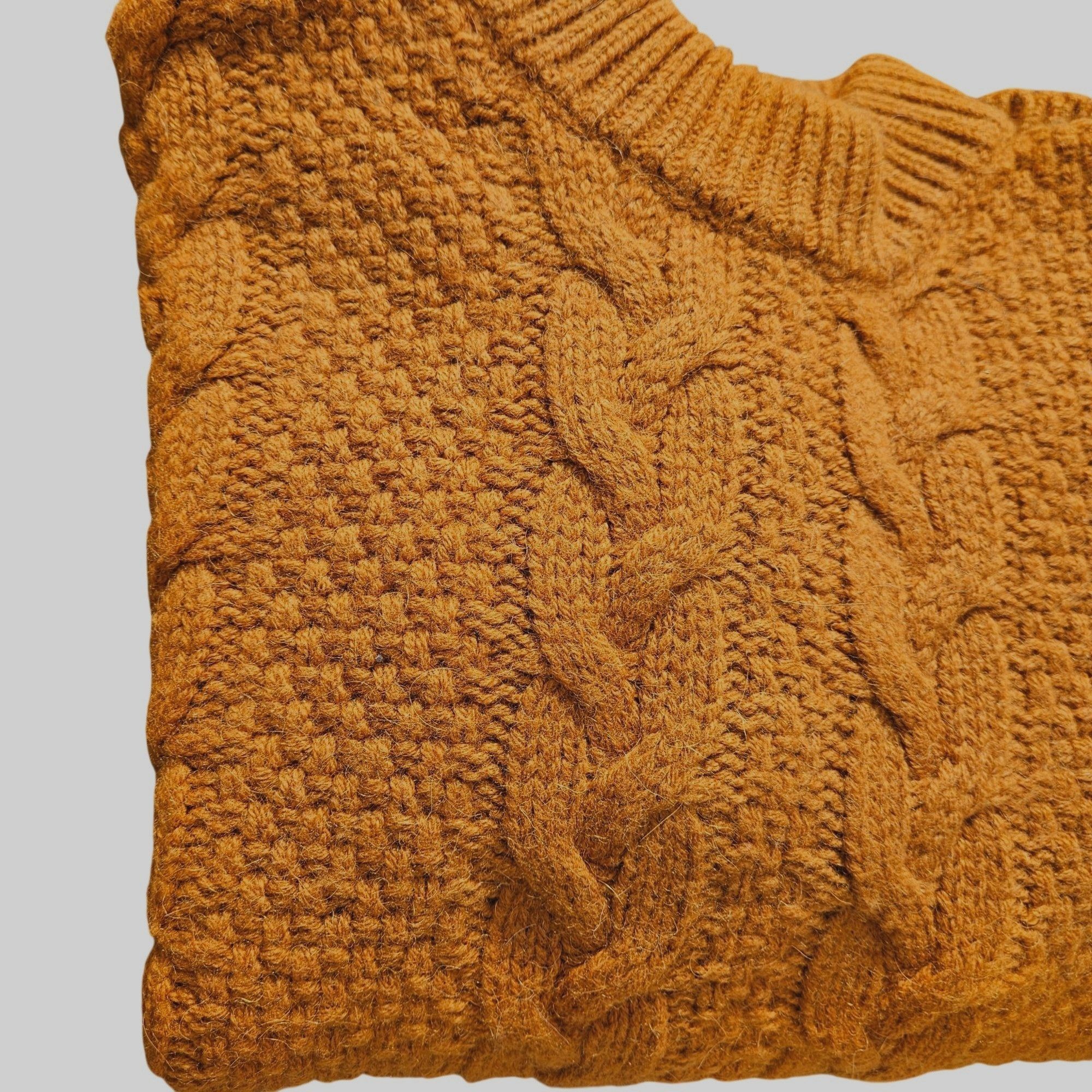 Vintage Stefanel Italy Vintage 80s Wool Alpaca Cable Knit Ochre Pull Size US XL / EU 56 / 4 - 14 Thumbnail