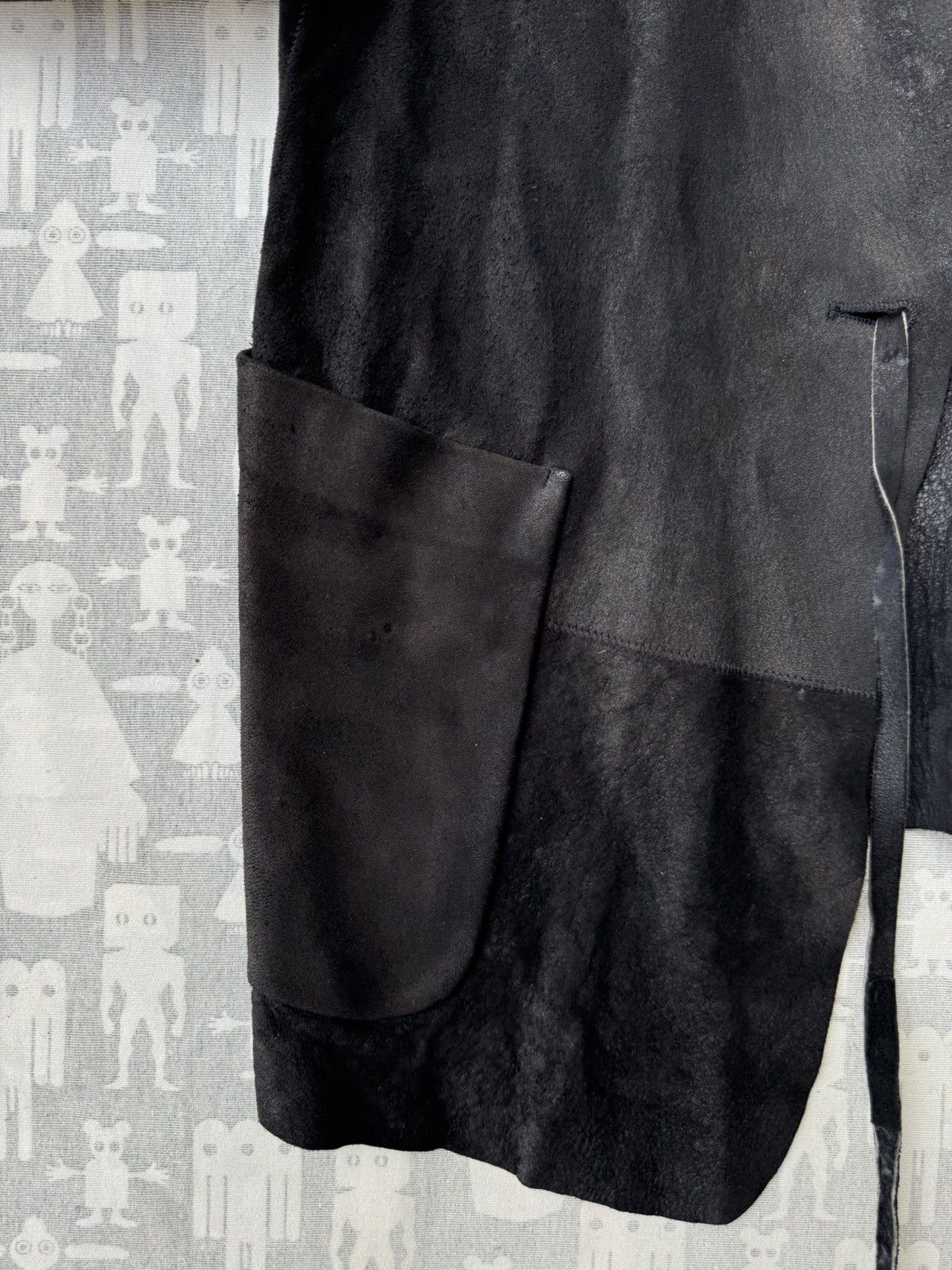 Ann Demeulemeester Ann Demeulemeester AW02 Textured Leather Opened Tie Jacket Size US XS / EU 42 / 0 - 6 Thumbnail