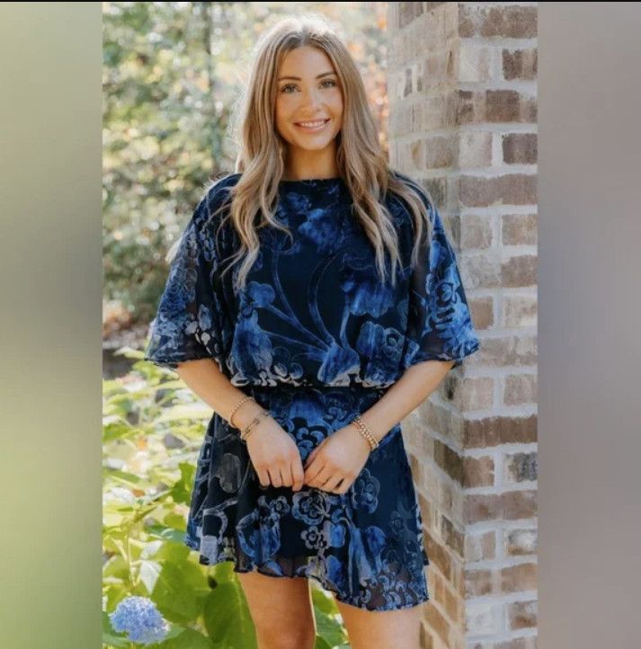 Free People Free People Manuka Burnout Velvet Mini Dress in Navy ( XS ) Size XS / US 0-2 / IT 36-38 - 1 Thumbnail
