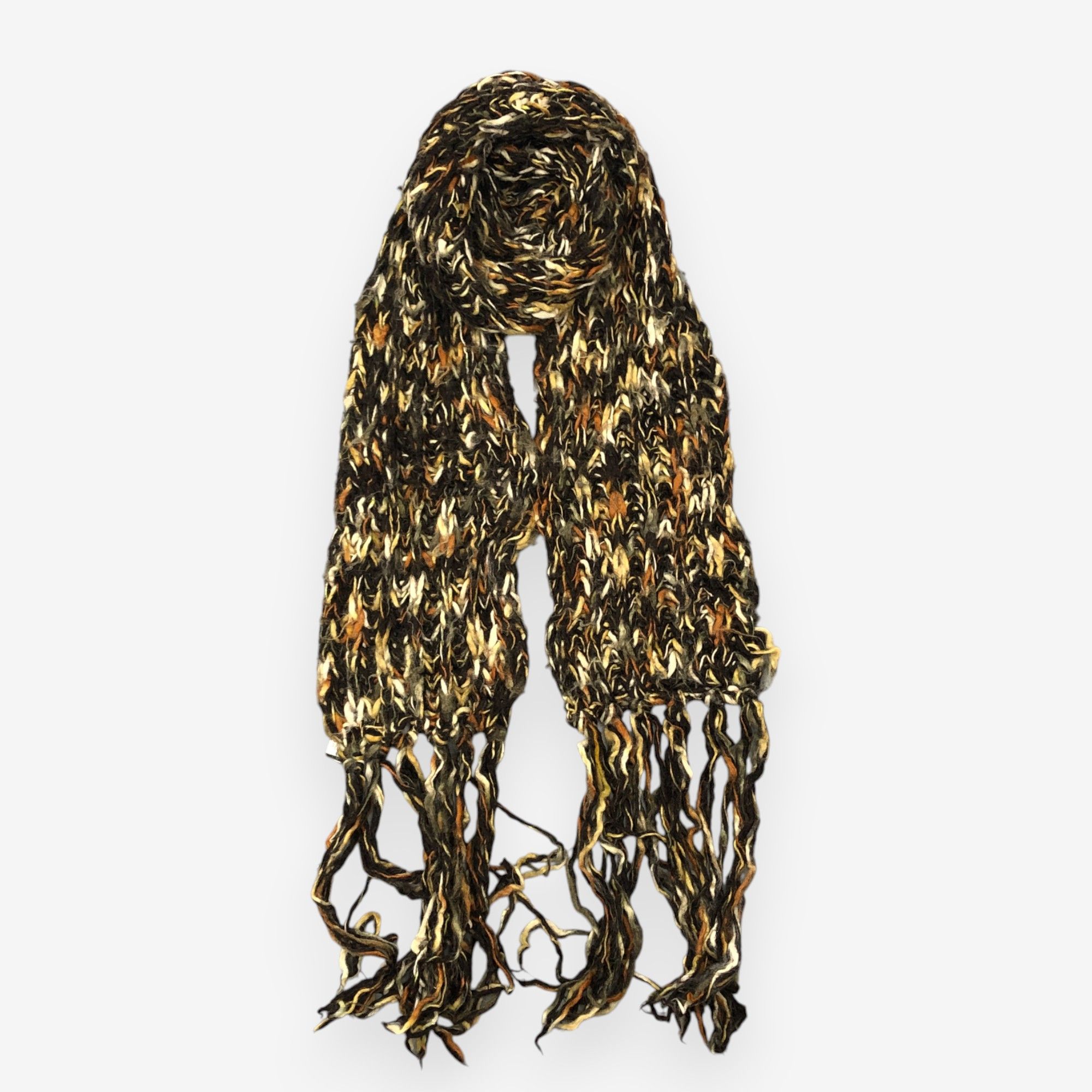 Japanese Brand Vintage Rosso Fiorentino Scarf Wool Ribbed Crochet Scarves Size ONE SIZE - 1 Thumbnail
