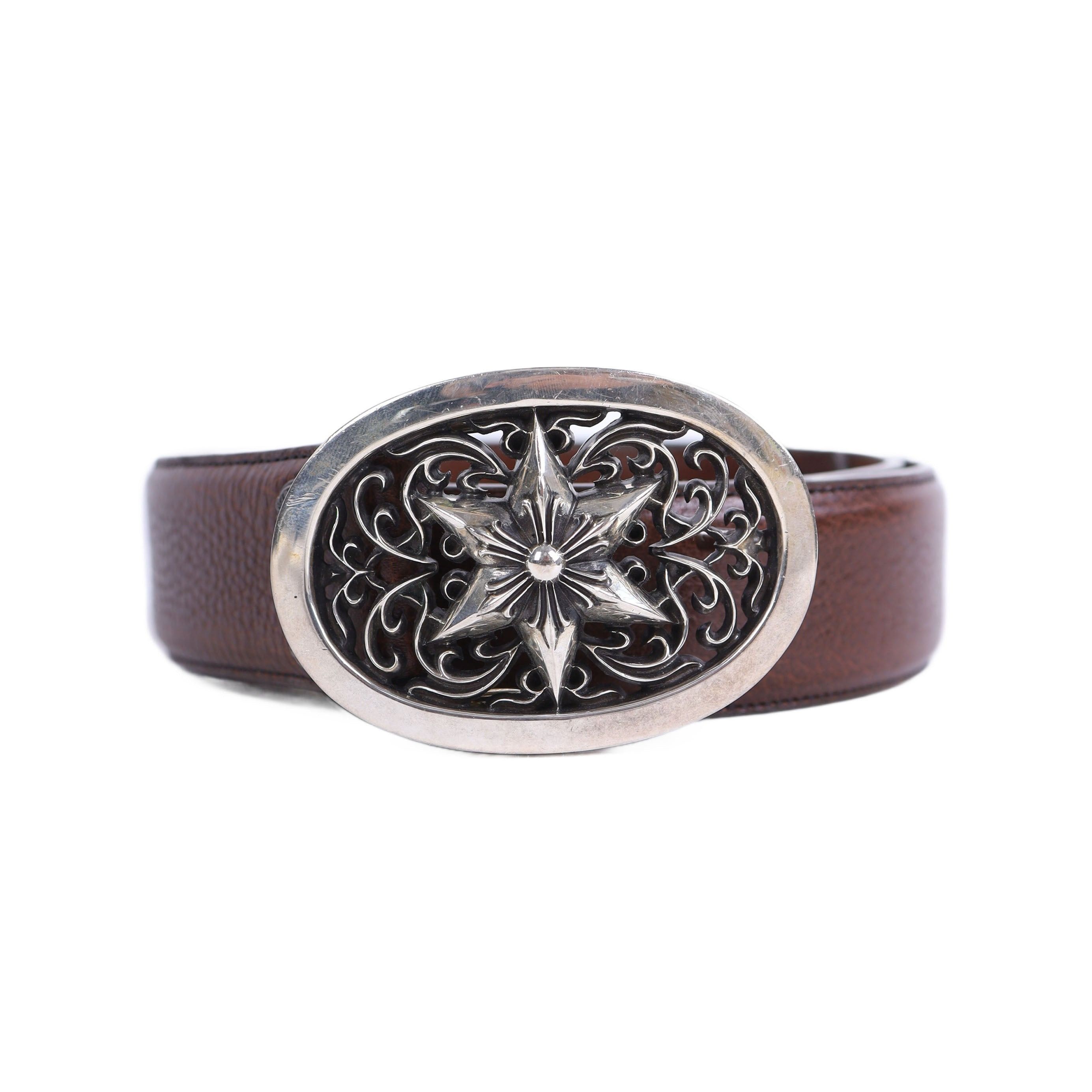 Chrome Hearts Chrome Hearts Star Oval Cross Brown Belt Size 38 - 2 Thumbnail