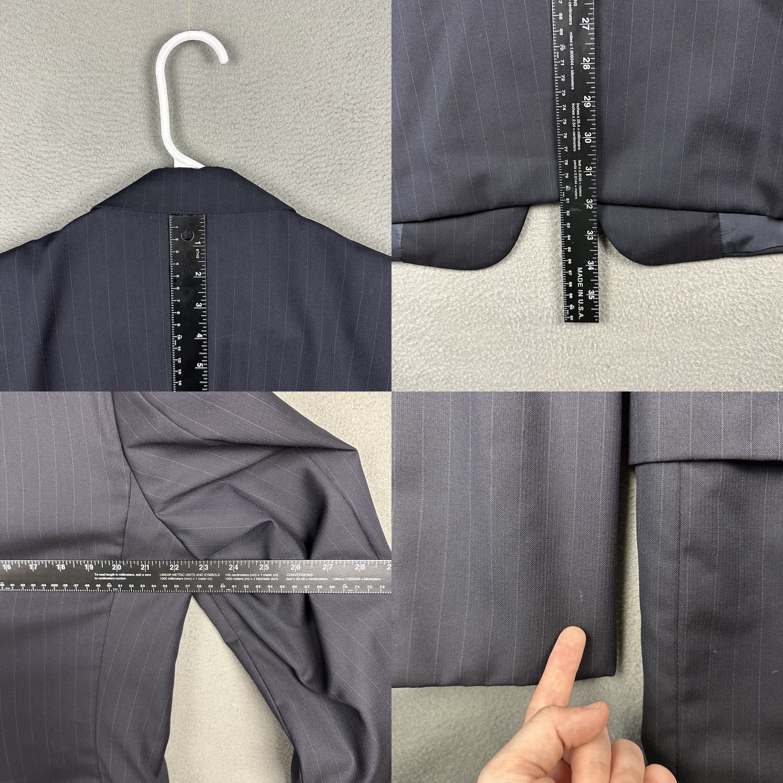 Loro Piana Hickey Freeman Blazer Wool 43L Blue Pinstripe Notch Single-Breasted Two-Button 46 Chest Regular Mens Size 46R - 10 Thumbnail