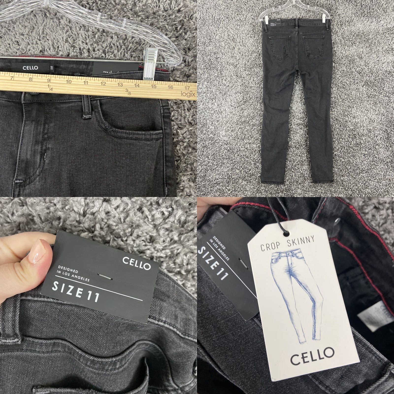 Vintage Cello Jeans Women's Size 11 Black Crop Skinny Distressed Womens Size 32" / US 10 / IT 46 - 8 Thumbnail