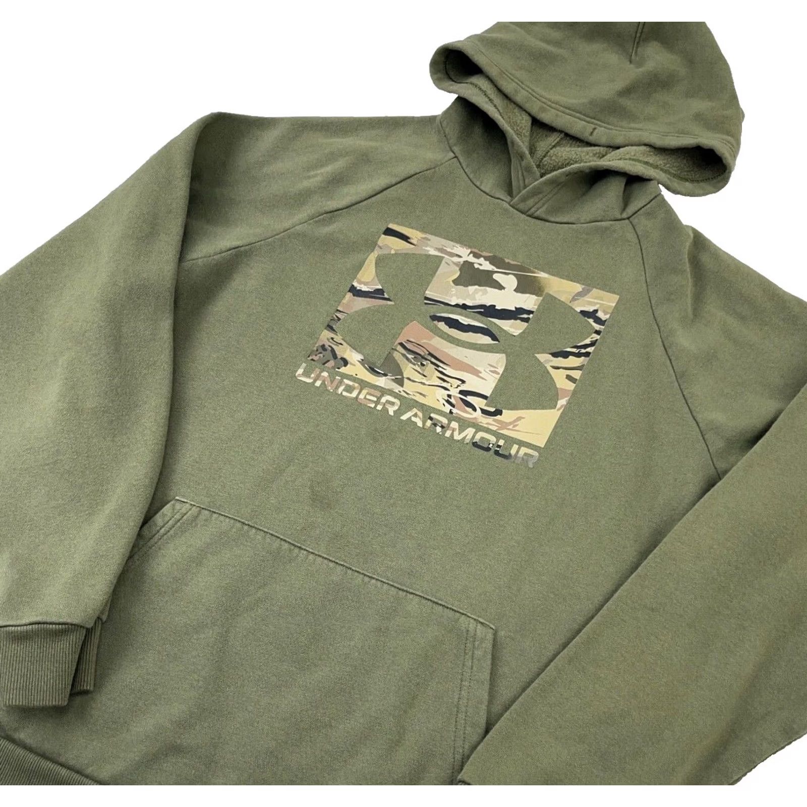 Under Armour Under Armour Hoodie Men Medium Sweatshirt Sweater Cotton Olive Camo Logo Pullover Size US M / EU 48-50 / 2 - 2 Thumbnail