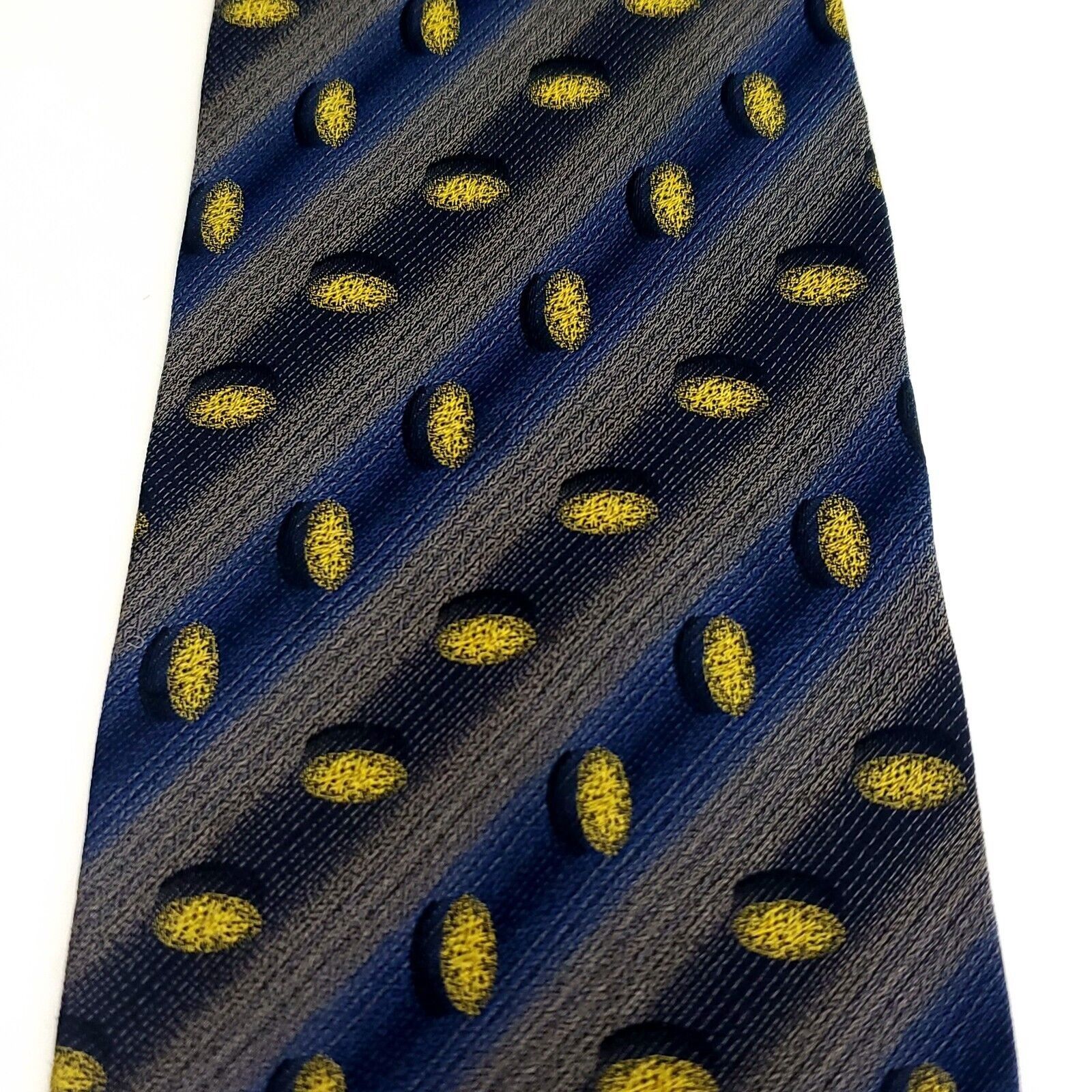 Designer Zanzaba Blue Gray Silk Tie Woven Striped Size ONE SIZE - 2 Thumbnail