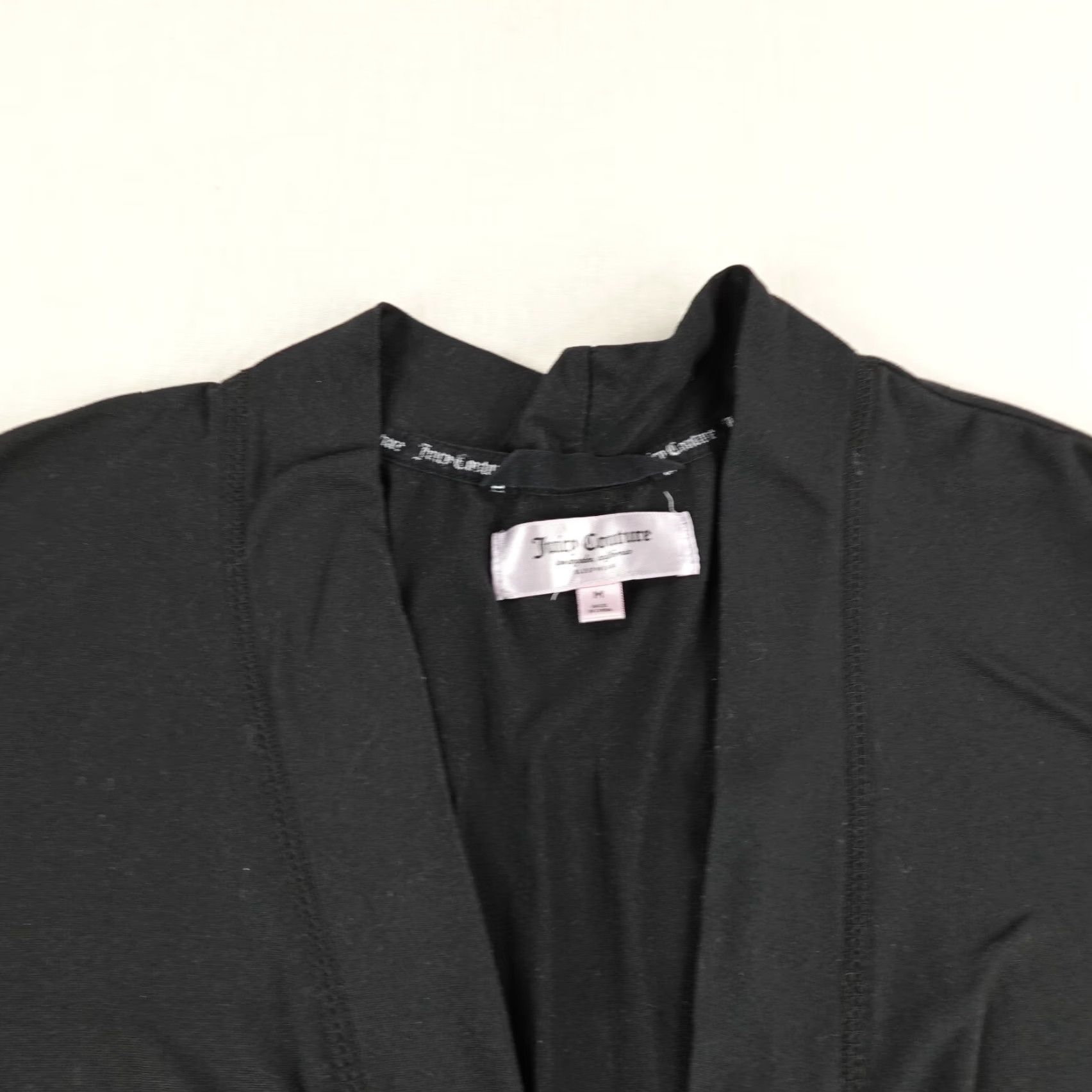 Juicy Couture Juicy Couture Cardigan Sweater Womens Medium Black Open Tie Front Wrap Knit Y2K Pocketed Lightweight Breathable Casual Size M / US 6-8 / IT 42-44 - 3 Thumbnail