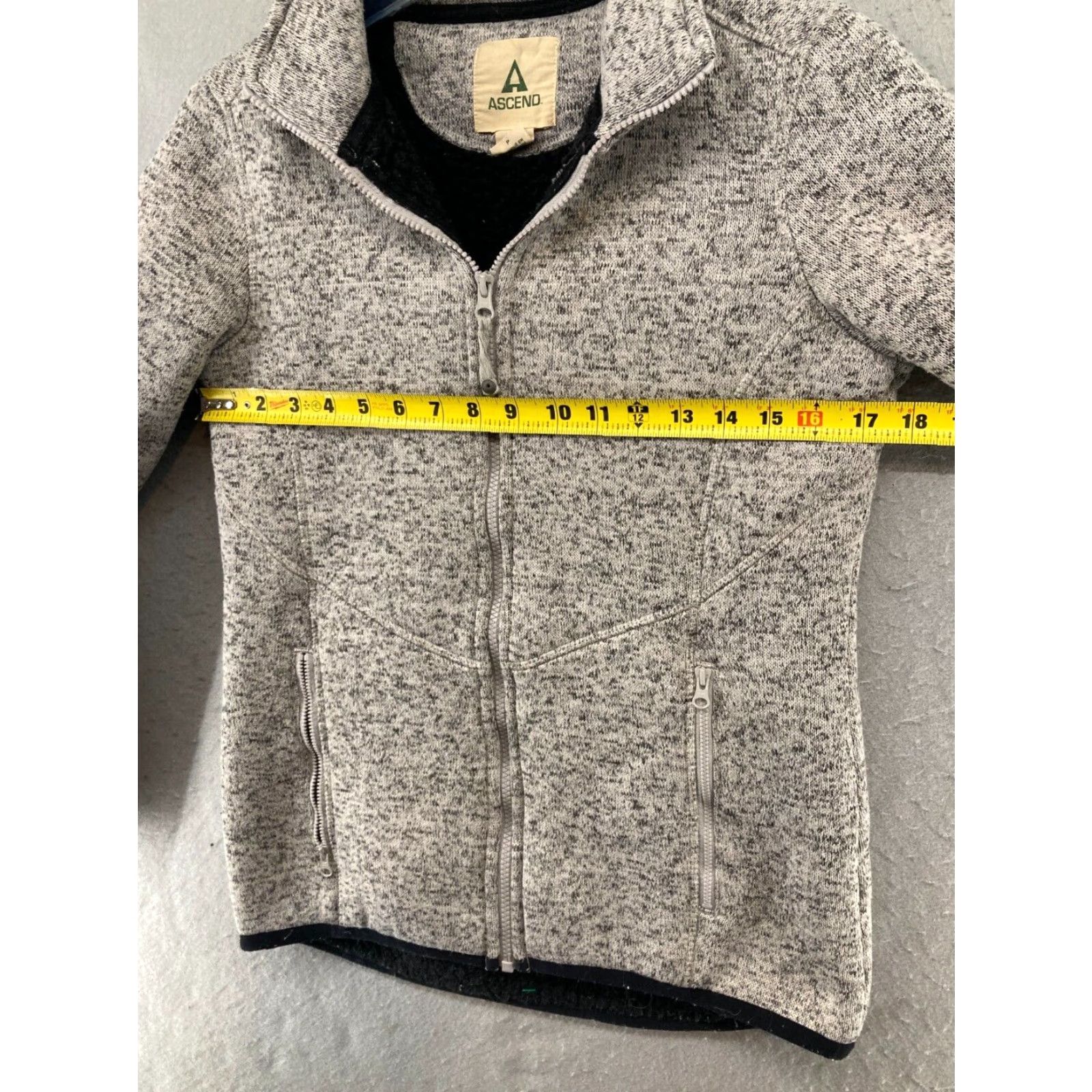 ASCENO Ascend Women's Small Gray Full Zip Sherpa Lined Sweater Outdoor Cotton Blend Size S / US 4 / IT 40 - 2 Thumbnail