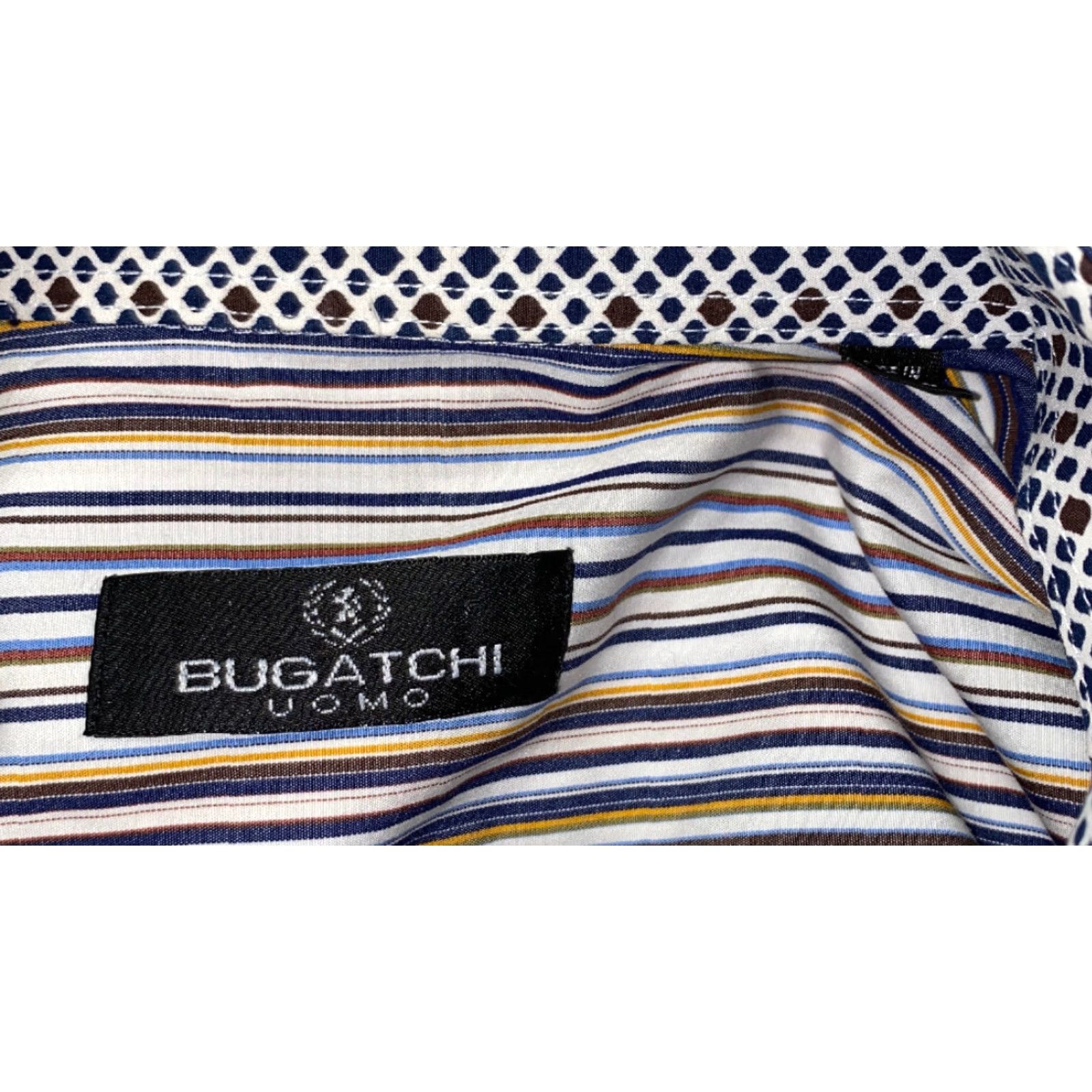 BUGATCHI Bugatchi Uomo Mens Striped Button Front Long Sleeve Shirt L Regular Cotton Multicolor Button-Up Casual Mens Shirt Size US L / EU 52-54 / 3 - 6 Thumbnail
