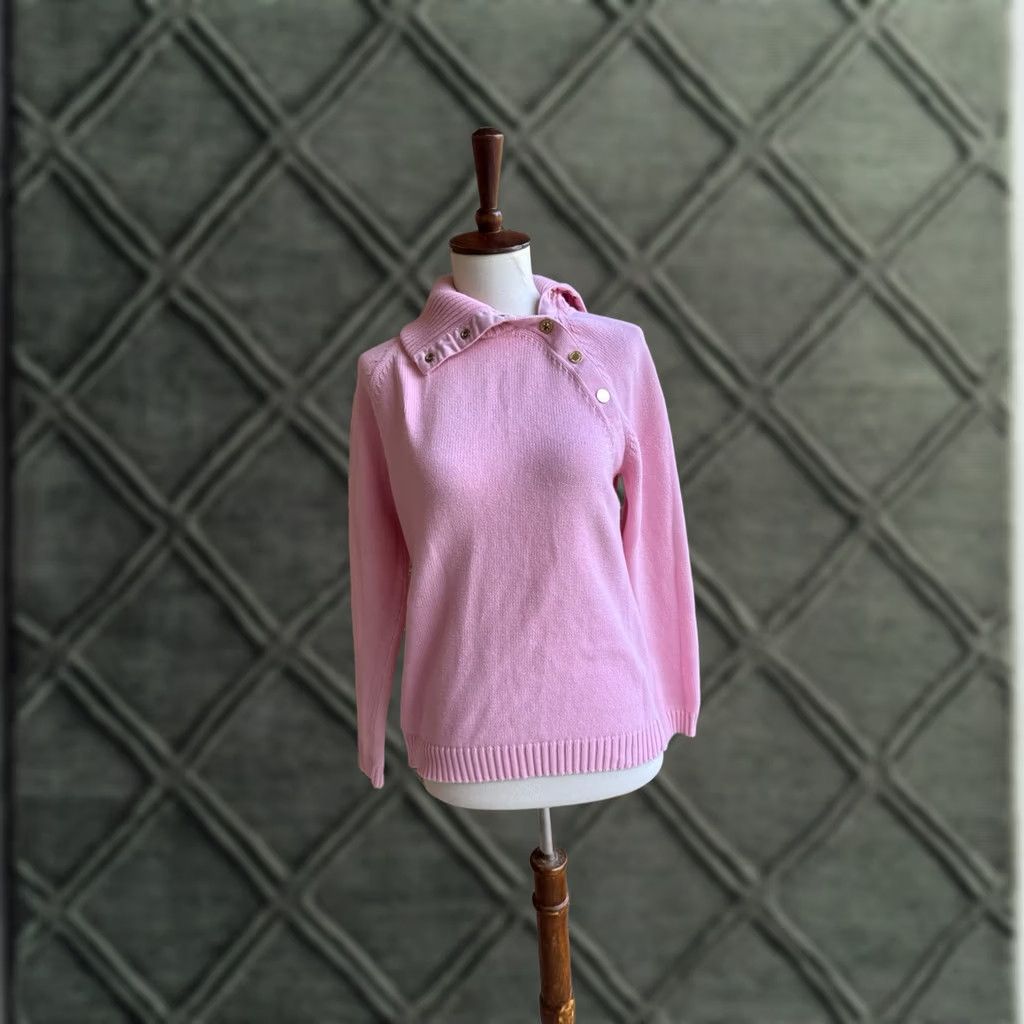 Ralph Lauren VINTAGE Lauren by Ralph Lauren Turtleneck Sweater Pink Gold Snap Buttons Medium Size M / US 6-8 / IT 42-44 - 1 Thumbnail