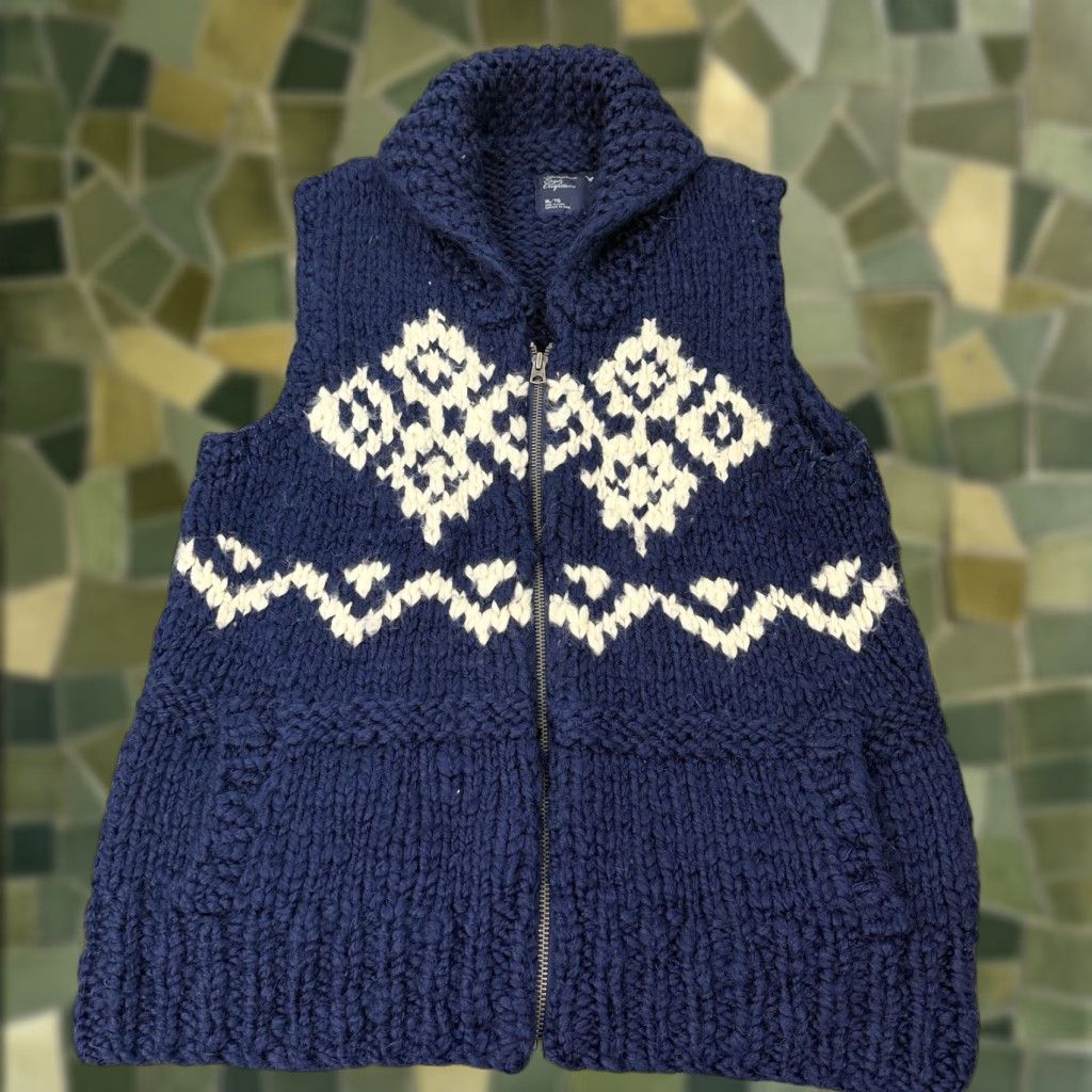 American Eagle Outfitters American Eagle Outfitters Sweater Vest Women XL Navy Wool Blend Zip Fair Isle Knit Pockets Womens Size XL / US 12-14 / IT 48-50 - 1 Thumbnail