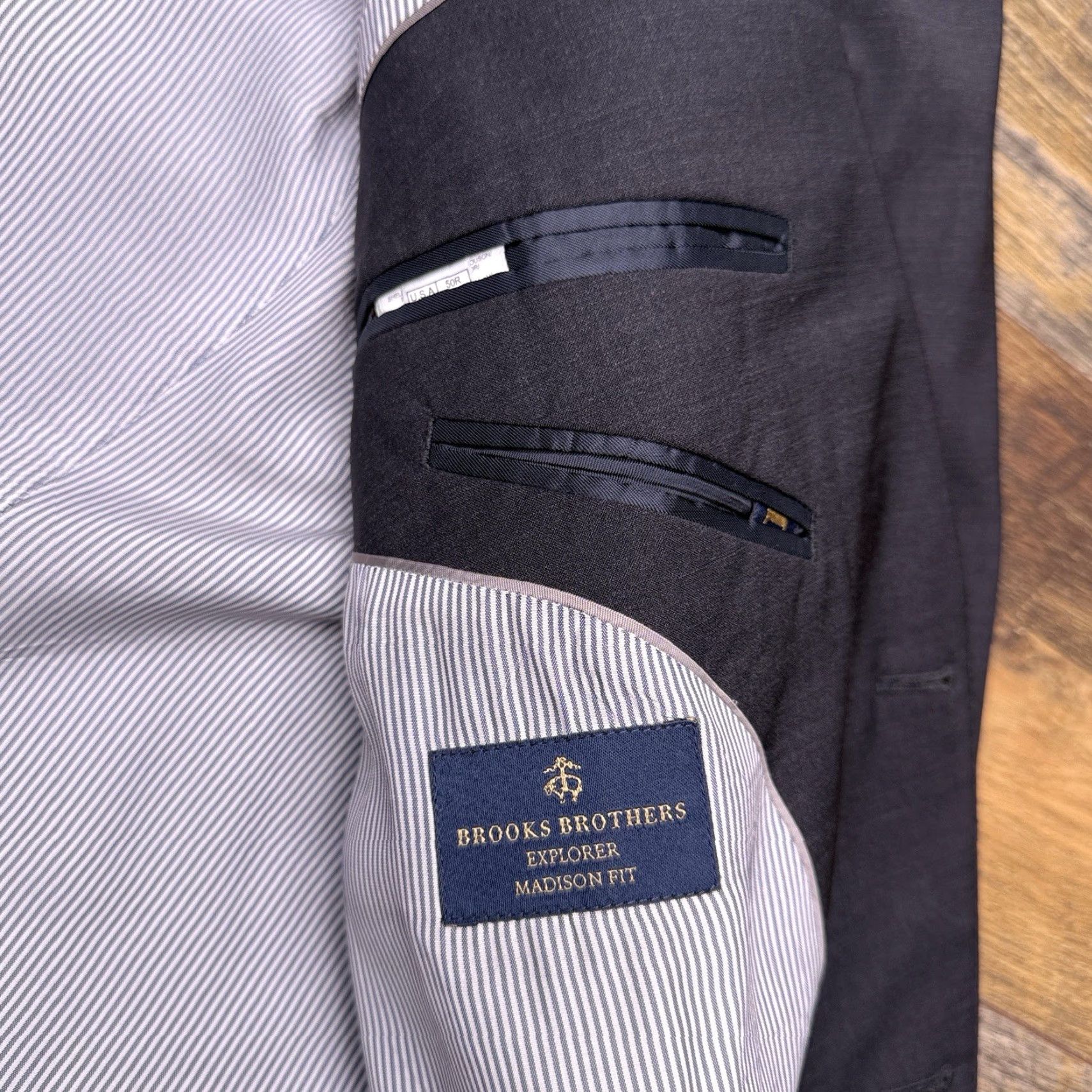 Brooks Brothers Brooks Brothers Explorer Madison Fit Suit Jacket 50R Gray Wool Stretch Blazer Size 50R - 4 Thumbnail