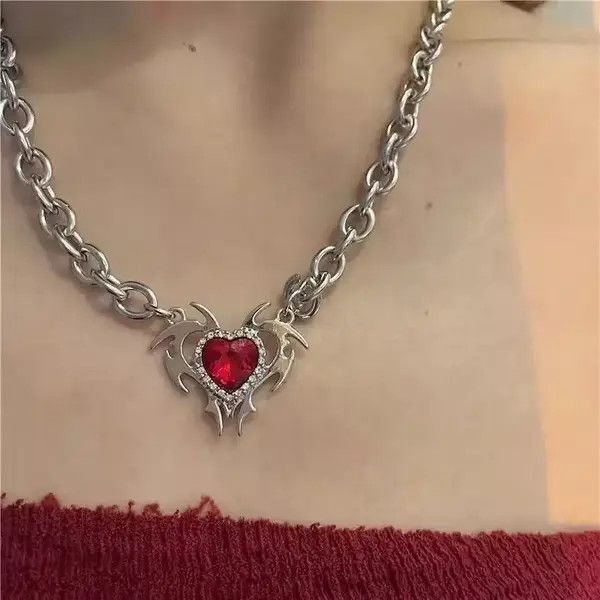 Japanese Brand Korea New Red Zircon Love Pendant Necklace Size ONE SIZE - 2 Thumbnail
