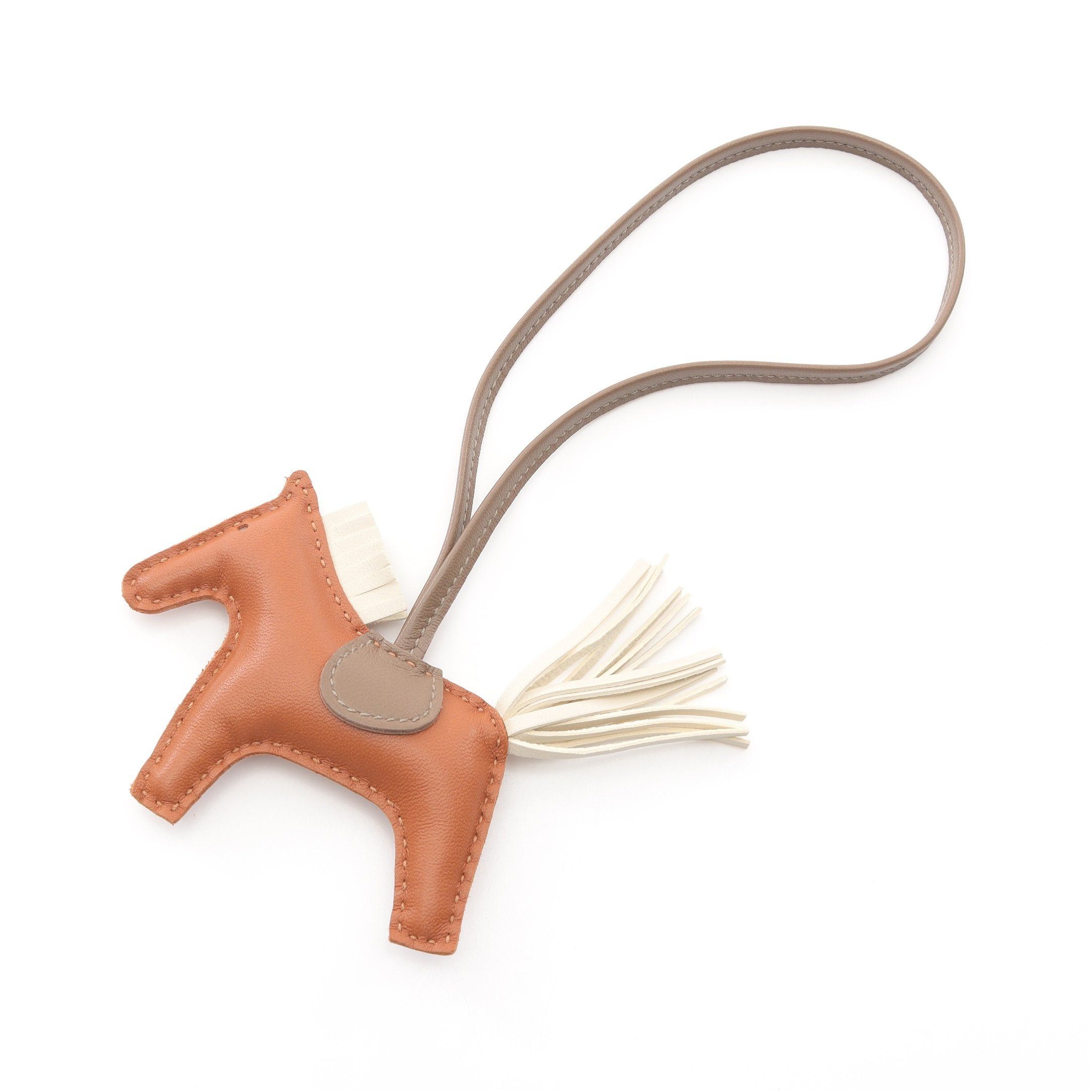 Hermes Hermes Rodeo Pm Gold Etoupe Kure Bag Charm Key Ring Aagneau Brown Ivory B Stamp Size ONE SIZE - 1 Thumbnail