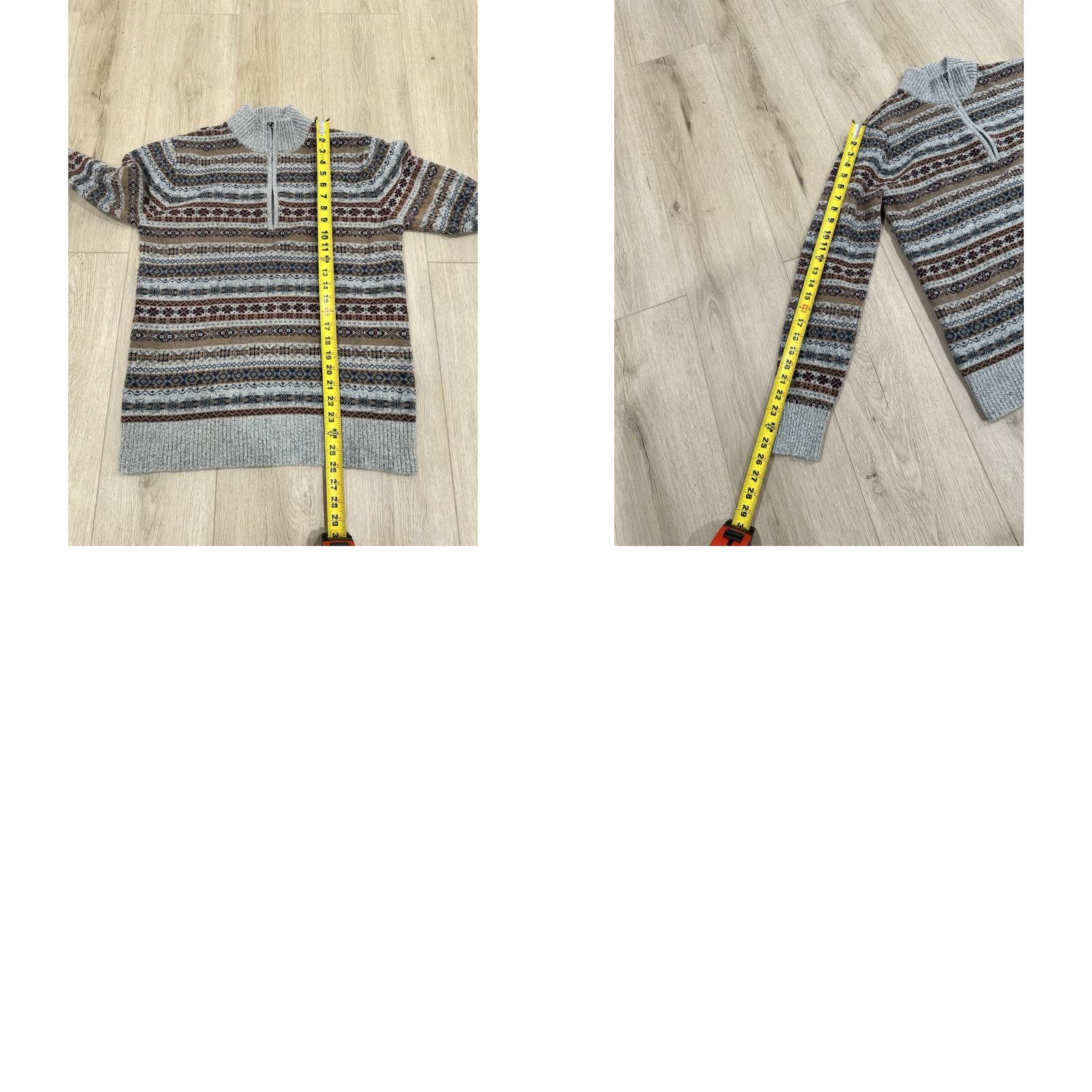 Schott Schott Bros Mens Medium Fair Isle Nordic Style 1/4 Zip Wool Blend Sweater Shirt Hoodie? Size US M / EU 48-50 / 2 - 9 Thumbnail