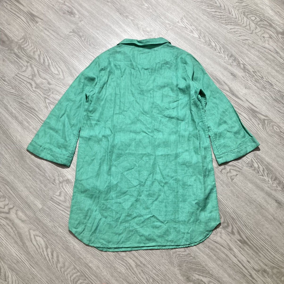 Japanese Brand 2000s Beams Heart Collar Overhead Linen Shirt Green Designer Size M / US 6-8 / IT 42-44 - 13 Thumbnail