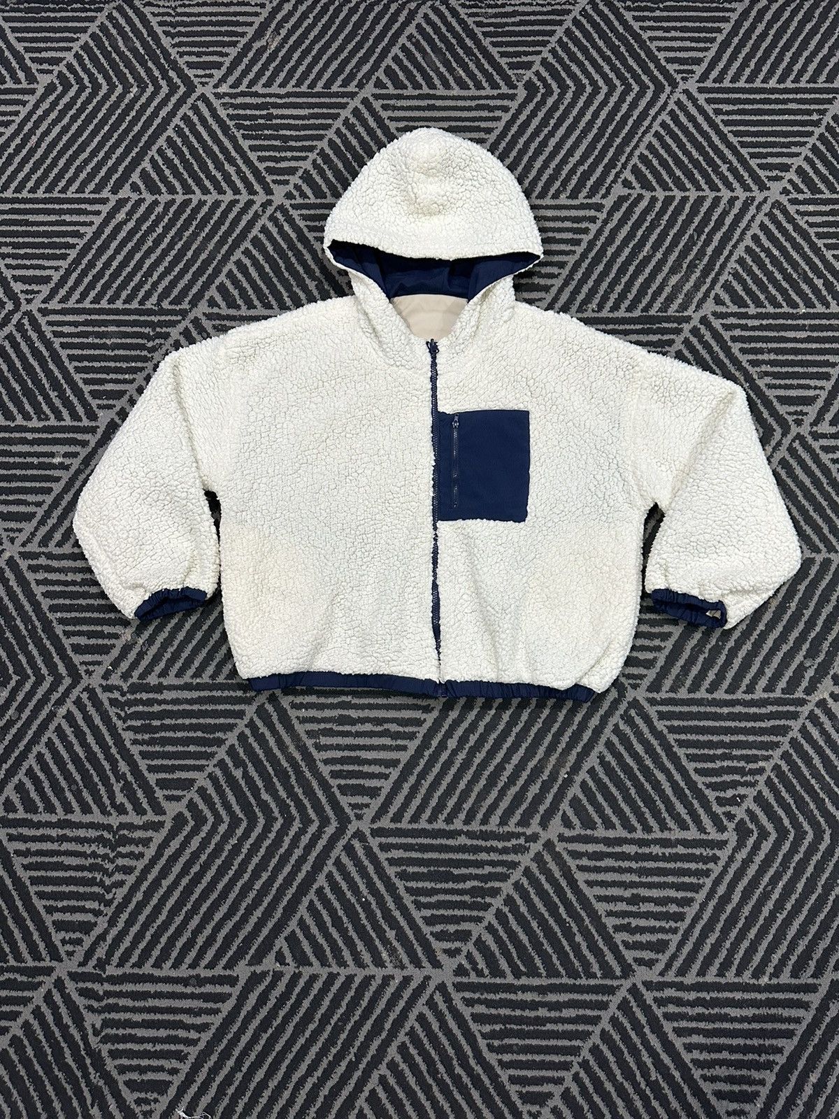 Vintage Japanese Style Sherpa Reversible Hoodie Jacket