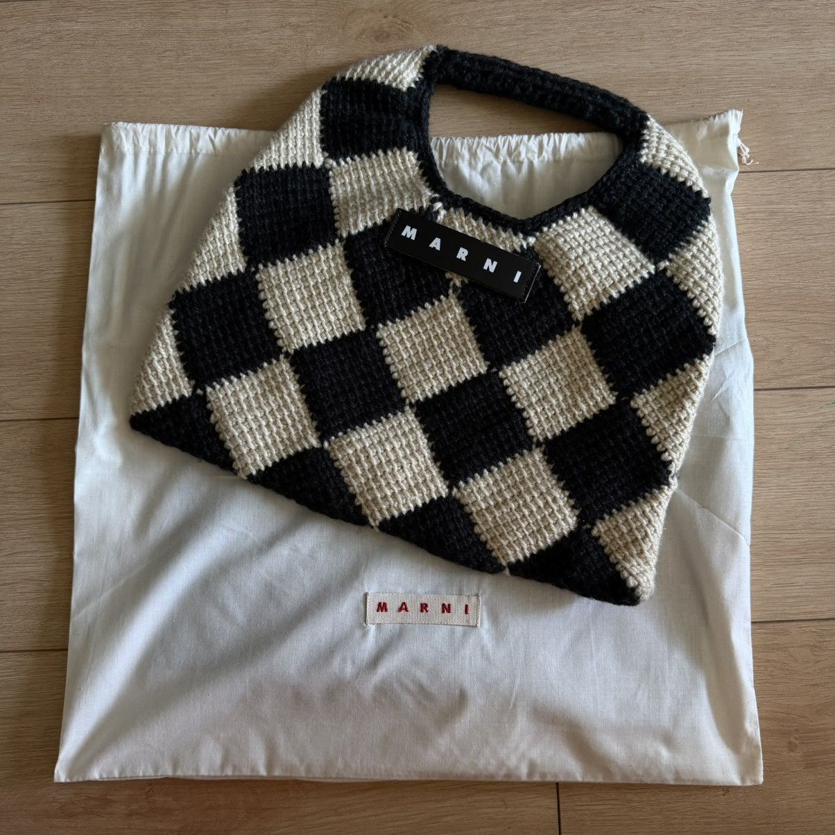 Marni White and black MARNI MARKET DIAMOND wool bag Size ONE SIZE - 3 Thumbnail