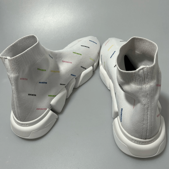 Balenciaga Balenciaga Speed 2.0 Allover Logo Recycled Knit Sneaker Whit Size US 10 / EU 43 - 6 Thumbnail