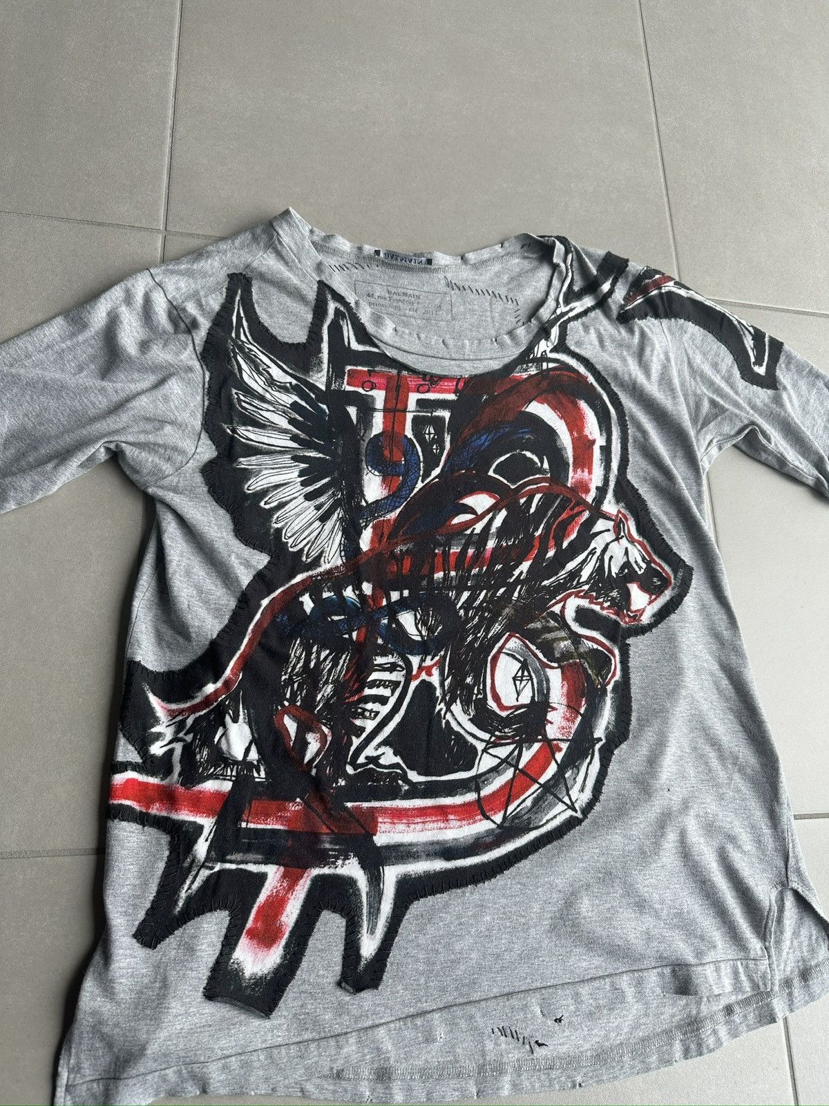 Balmain Balmain Homme SS11 distressed graffiti T-shirt Size US S / EU 44-46 / 1 - 4 Thumbnail