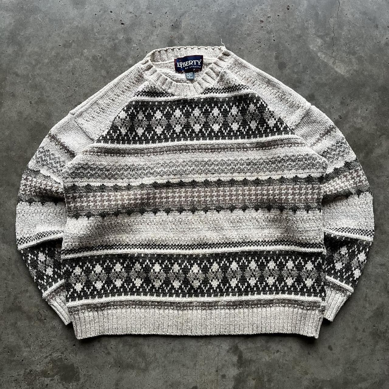 Other Men's White/Gray Pattern Knit Sweater Size US L / EU 52-54 / 3 - 1 Thumbnail