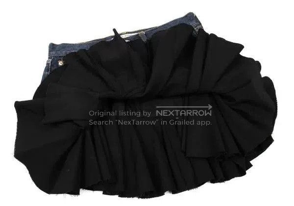Junya Watanabe black vintage denim skirt with ruffles. Size 26" / US 2 / IT 38 - 8 Thumbnail