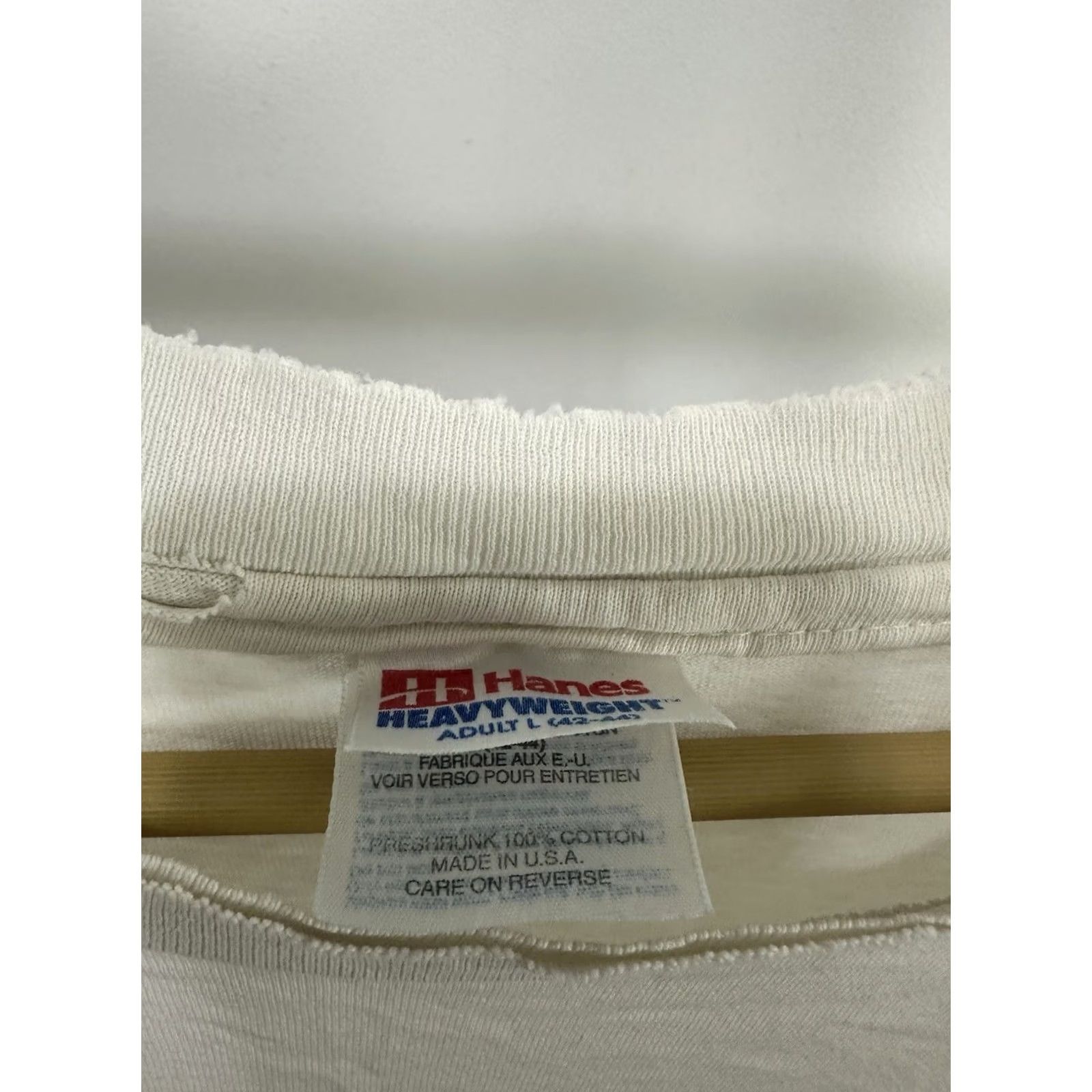 Hanes VTG 90s WIP Boxy T-Shirt Cotton Distressed Thrashed XL Mens White Size US L / EU 52-54 / 3 - 3 Thumbnail