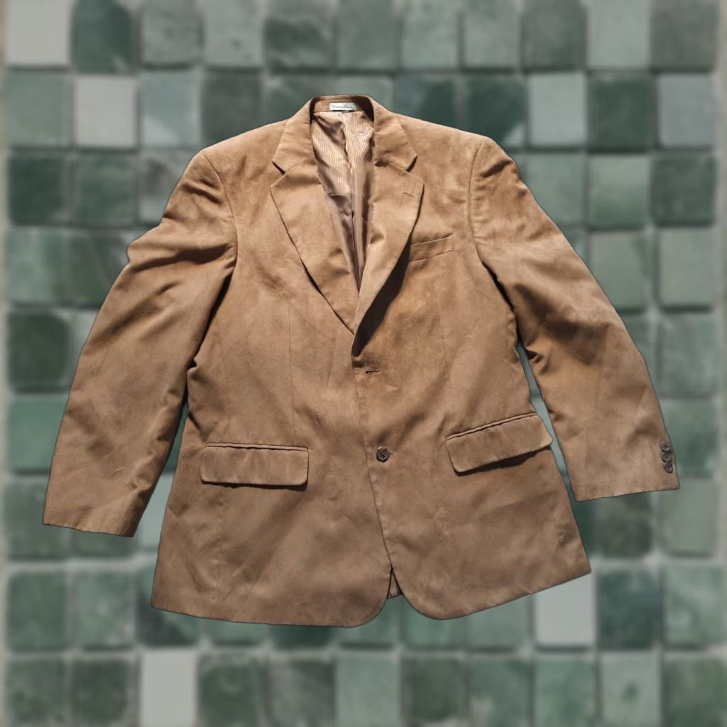 Vintage Men's Brown Polyester Jacket Sz 42 R 2 pockets *missing button Size US XS / EU 42 / 0 - 1 Thumbnail