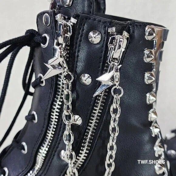 Other DEMONIA Camel 208 Stacked Black Platform Goth Punk Chain Cha Size US 12 / IT 42 - 2 Thumbnail