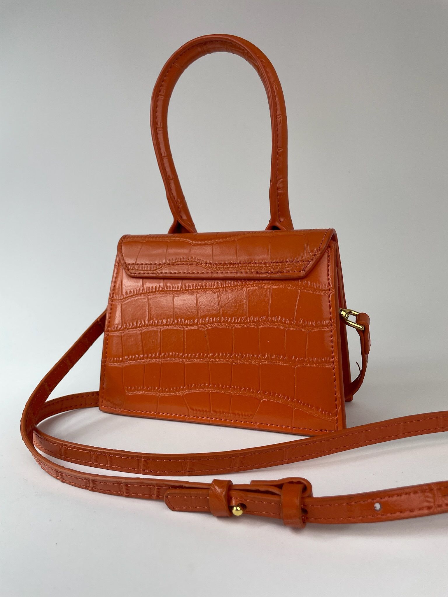Jacquemus 'Le Chiquito' orange croc print leather bag Size ONE SIZE - 6 Thumbnail