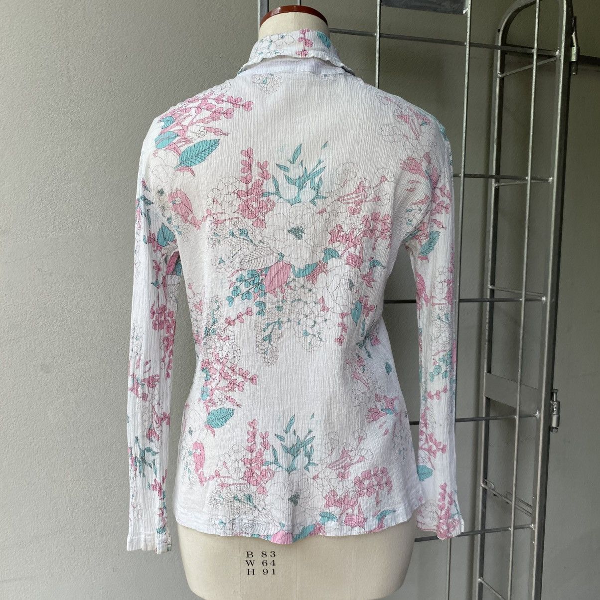 Tsumori Chisato Tsumori Chisato White Floral Print Long Sleeve Blouse Size XS / US 0-2 / IT 36-38 - 2 Thumbnail