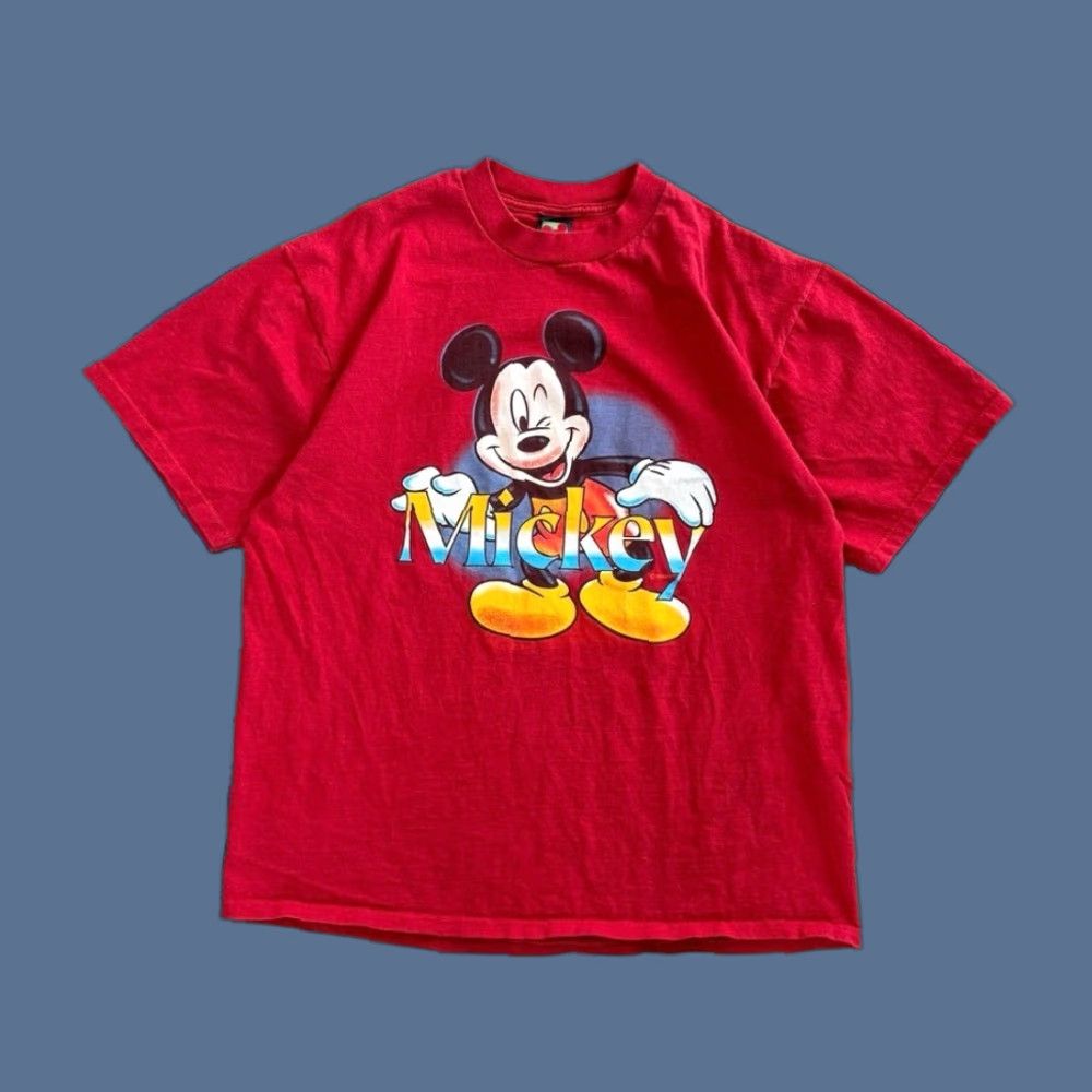Mickey Unlimited VINTAGE Mickey Unlimited Cartoon T-Shirt XL Men Red 90s Disney Mickey Mouse Short Sleeve Shirt Mens Size US XL / EU 56 / 4 - 1 Thumbnail