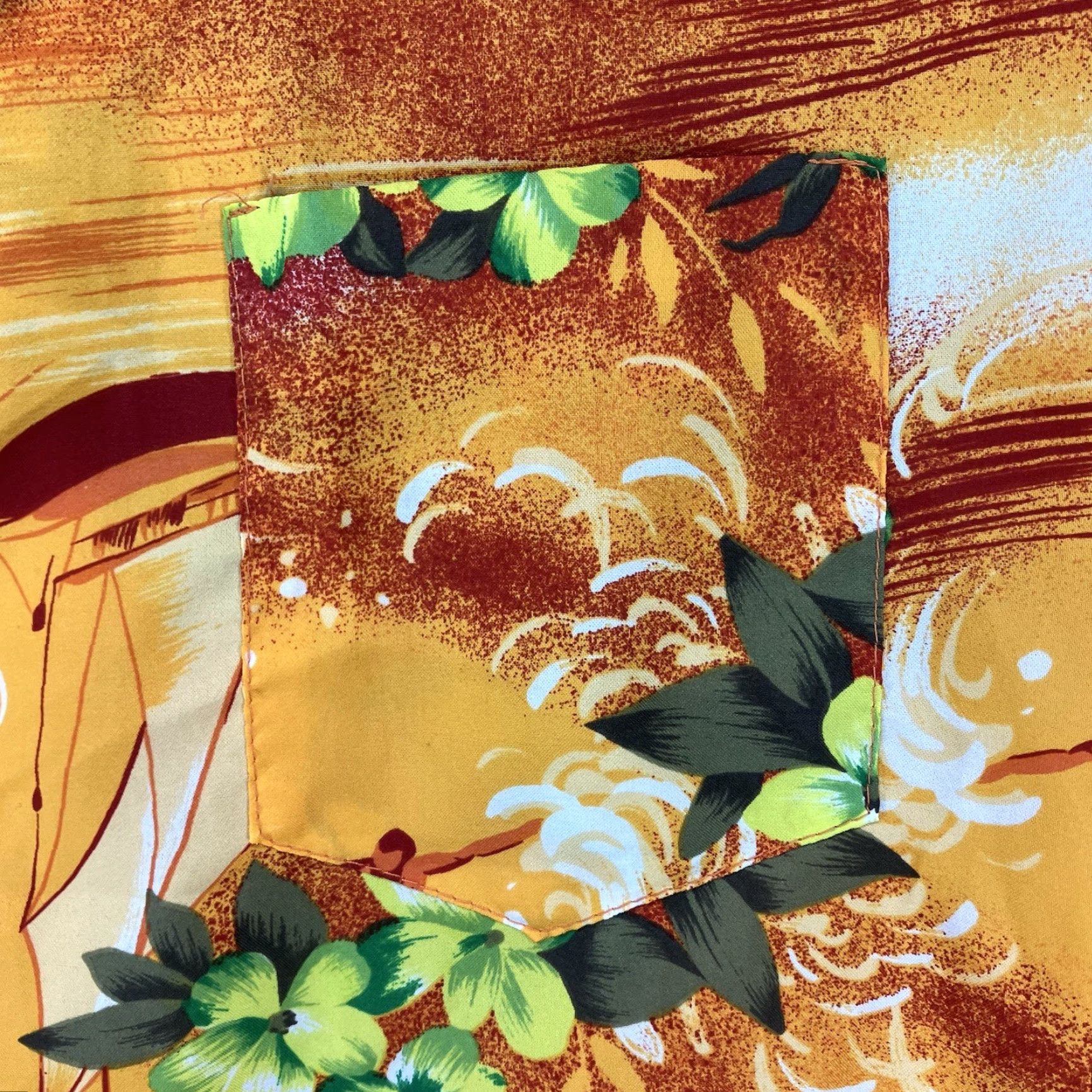 Vintage VINTAGE Maler Hawaiian Shirt Button-Up Men's Short Sleeve 43 in Chest Orange Green Hibiscus Floral Beach Retro Size US M / EU 48-50 / 2 - 7 Thumbnail
