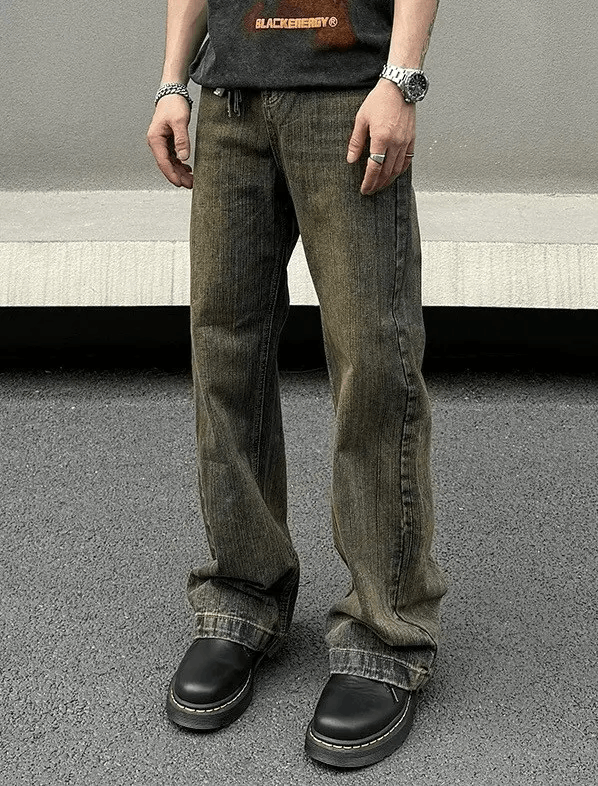 Japanese Brand × Vintage High street retro vintage faded mud straight leg jeans pants Size US 32 / EU 48 - 3 Thumbnail
