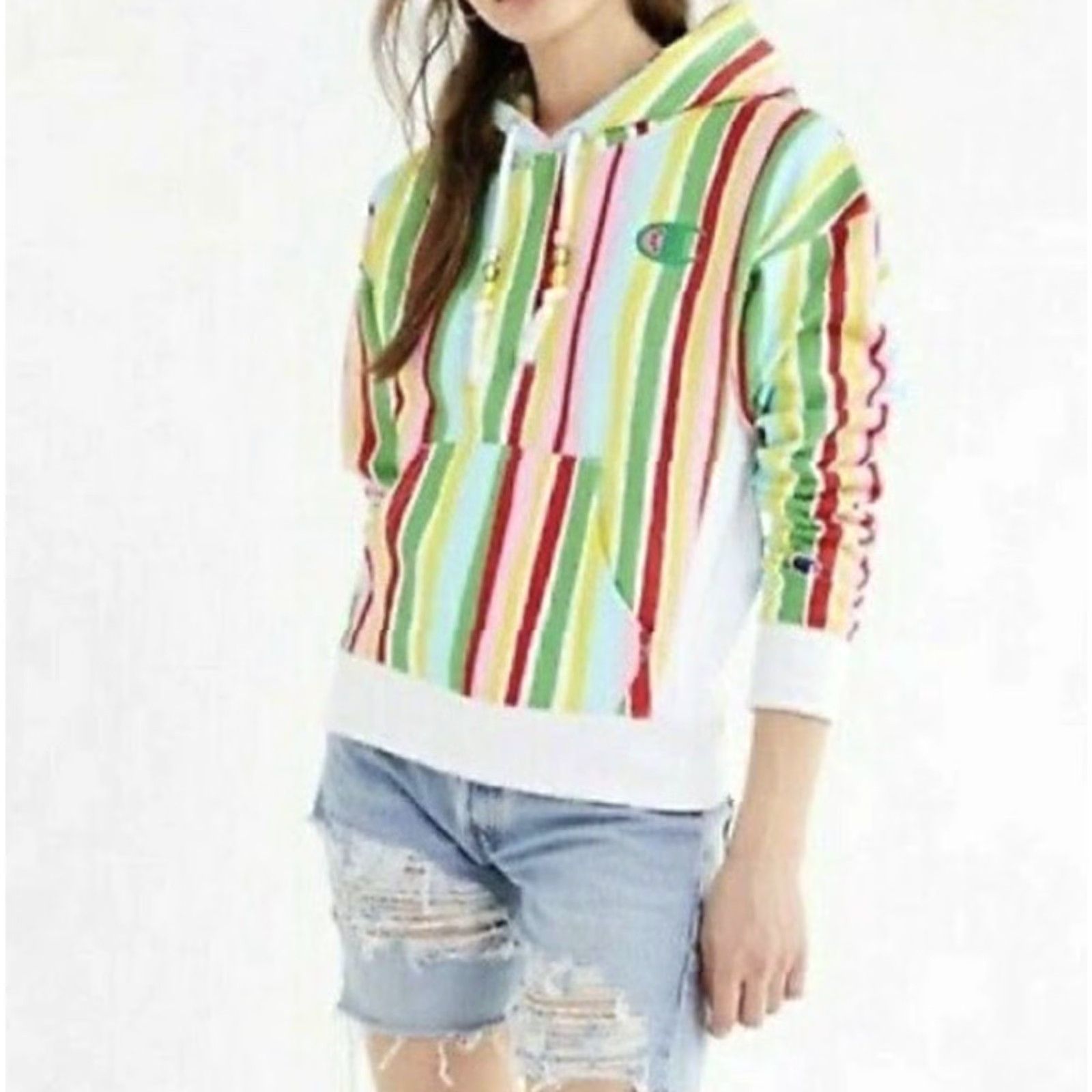 Champion Champion Susan Alexandra Watermelon Stripe Reverse Weave Hoodie Women's Small Multicolor Size S / US 4 / IT 40 - 5 Thumbnail