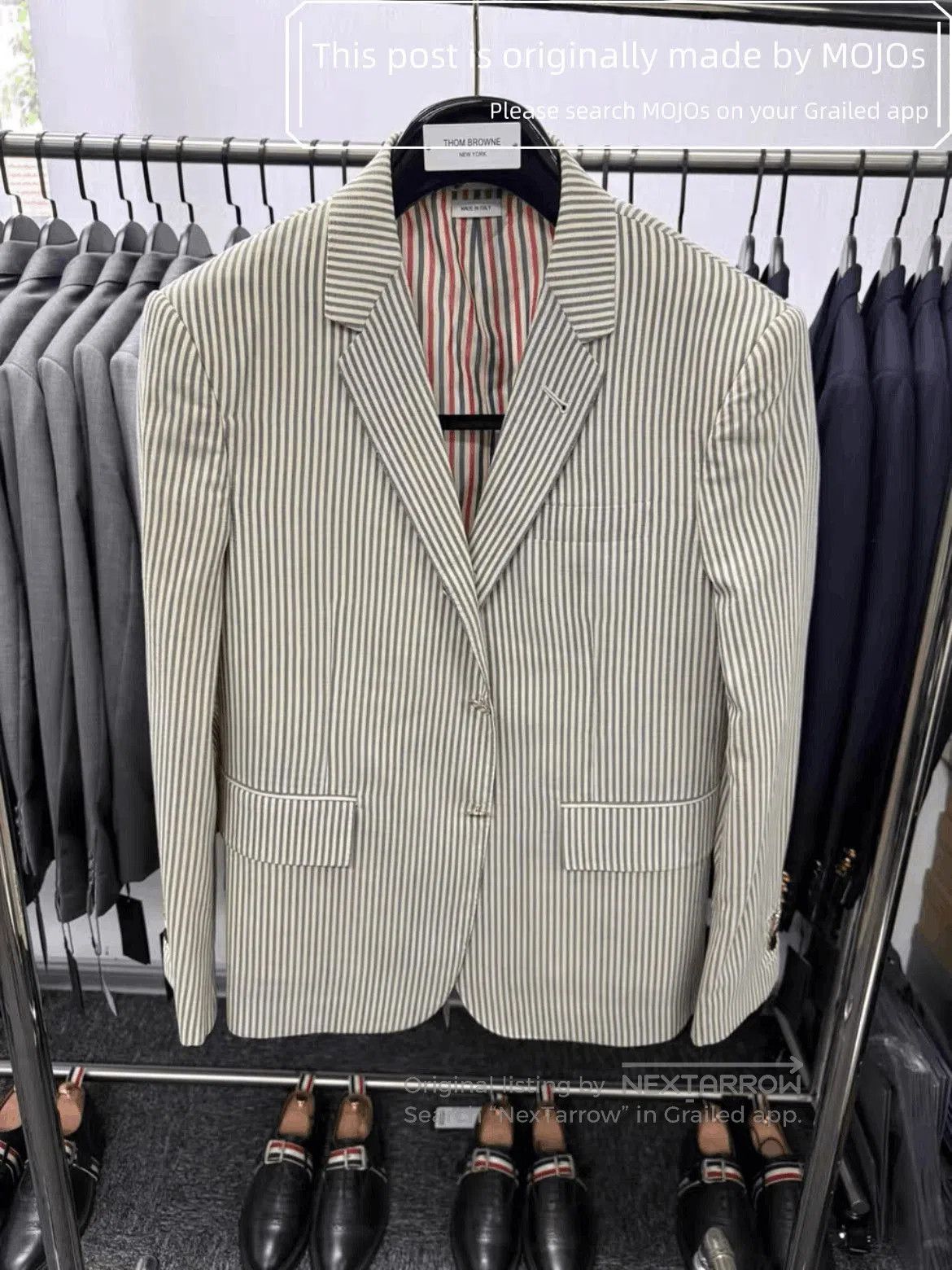 Thom Browne Sz 2 Thom Browne Classic Stripe Slim Blazer Jacket. Size US M / EU 48-50 / 2 - 1 Thumbnail