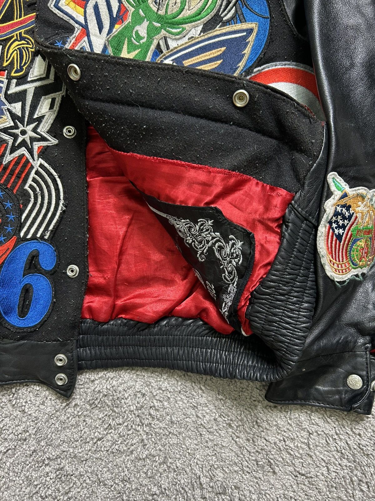 Jeff Hamilton Jeff Hamilton NBA Mega Patches Leather Wool Jacket AOP Rare Size US M / EU 48-50 / 2 - 6 Thumbnail