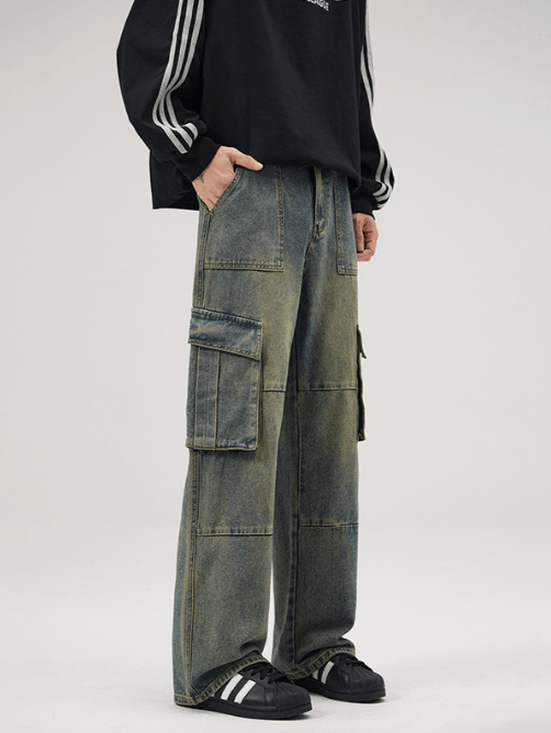 Japanese Brand × Jean Vintage multi-pocket patchwork cargo distressed jeans Size US 32 / EU 48 - 1 Thumbnail