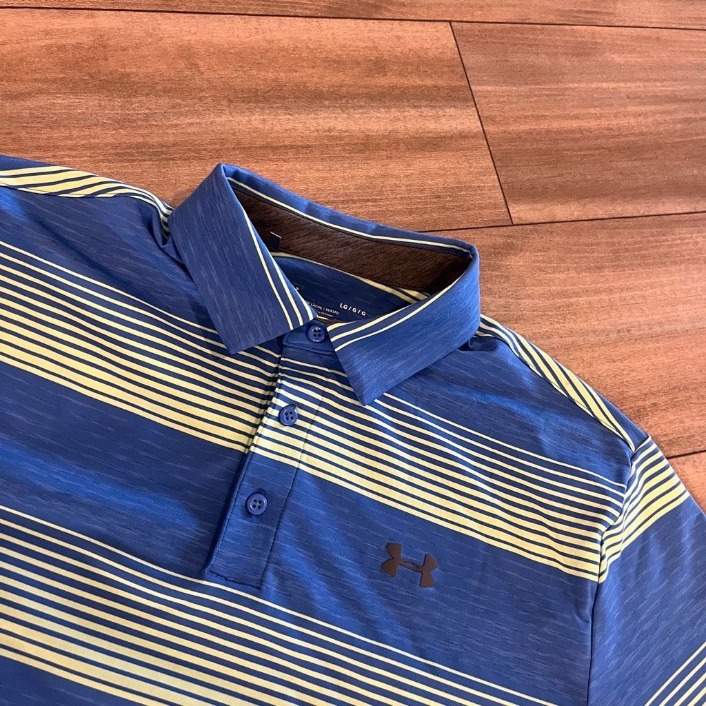 Under Armour Under Armour Blue Stripe Athletic Casual Polo Men Large Bin Size US L / EU 52-54 / 3 - 2 Thumbnail