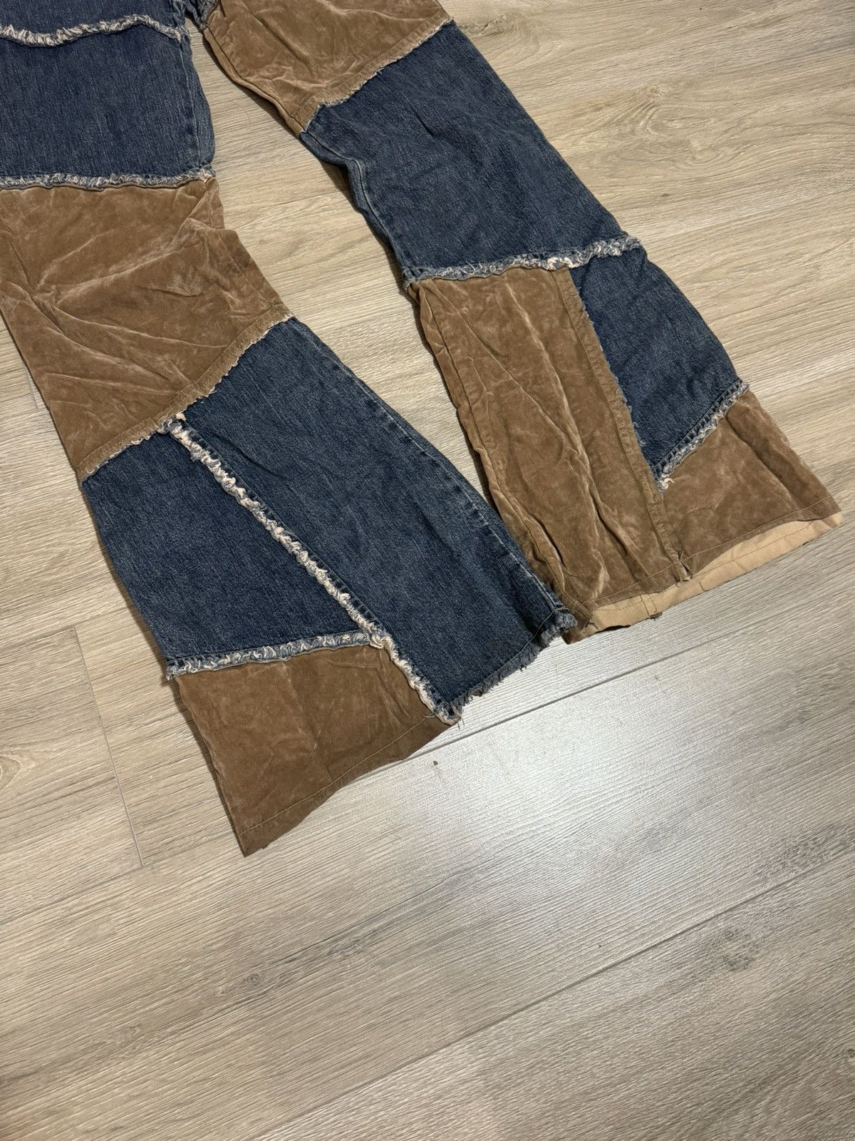 Japanese Brand × Vintage Vintage Patchwork Flare Pants 80s Size 30" / US 8 / IT 44 - 2 Thumbnail