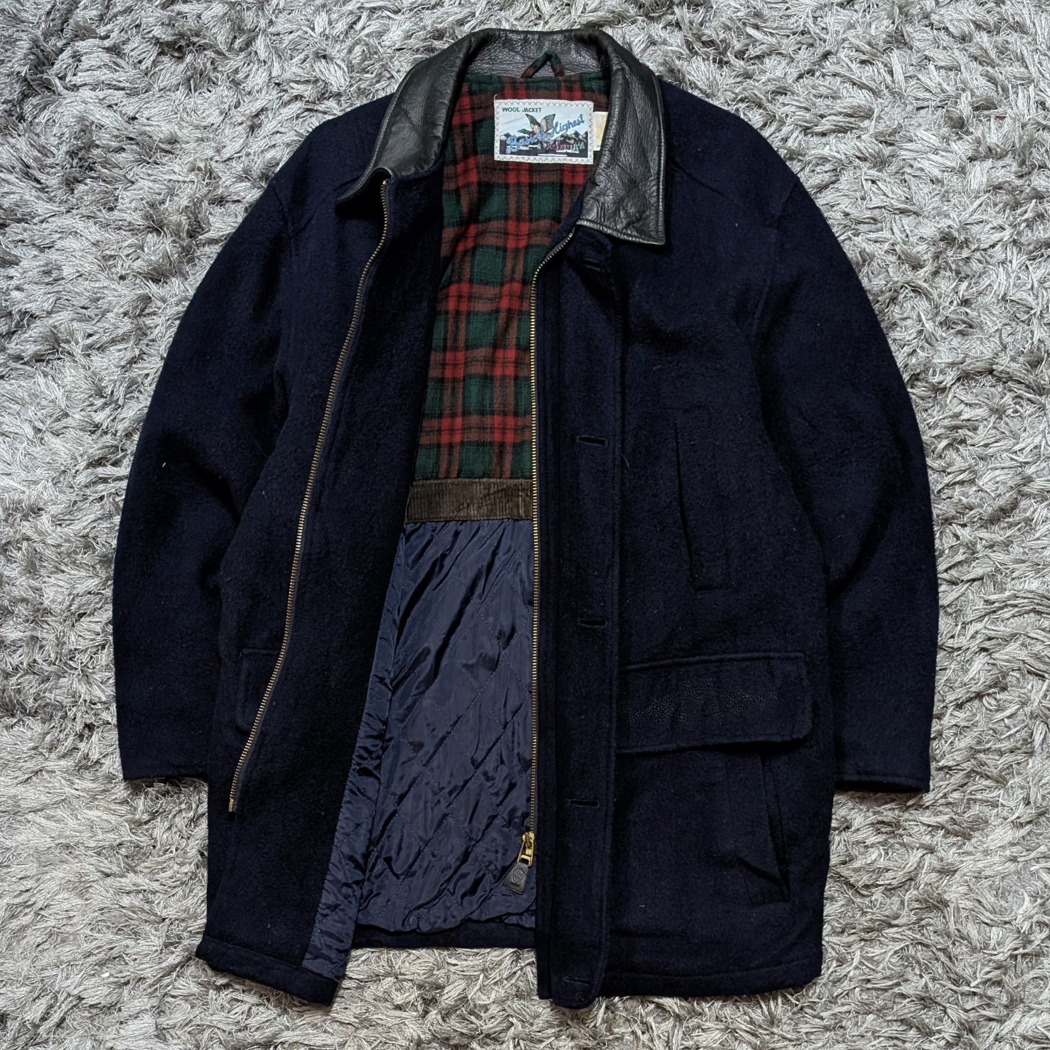 Genuine Leather Vintage Machope Wool Jacket Leather Collar Winter Coat Size US L / EU 52-54 / 3 - 2 Thumbnail