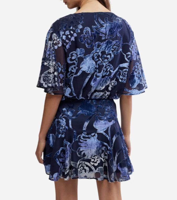 Free People Free People Manuka Burnout Velvet Mini Dress in Navy ( XS ) Size XS / US 0-2 / IT 36-38 - 9 Thumbnail