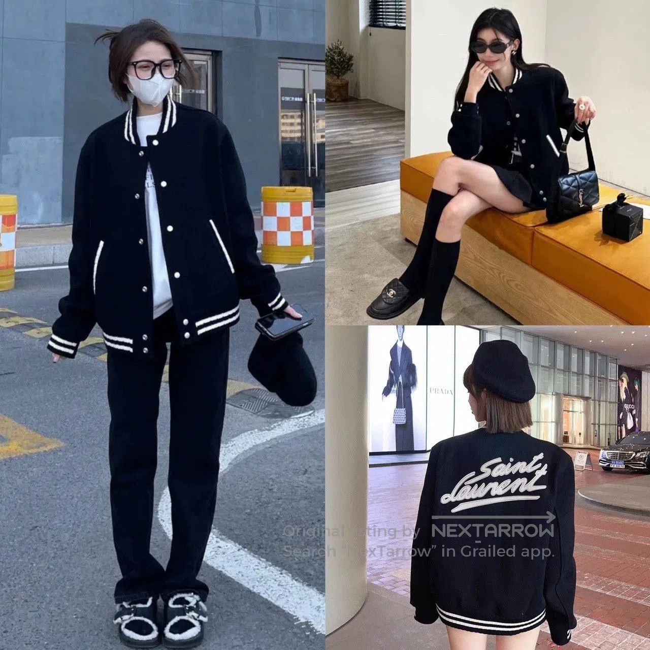 Yves Saint Laurent ysl varsity jacket in navy blue. Size US L / EU 52-54 / 3 - 3 Thumbnail