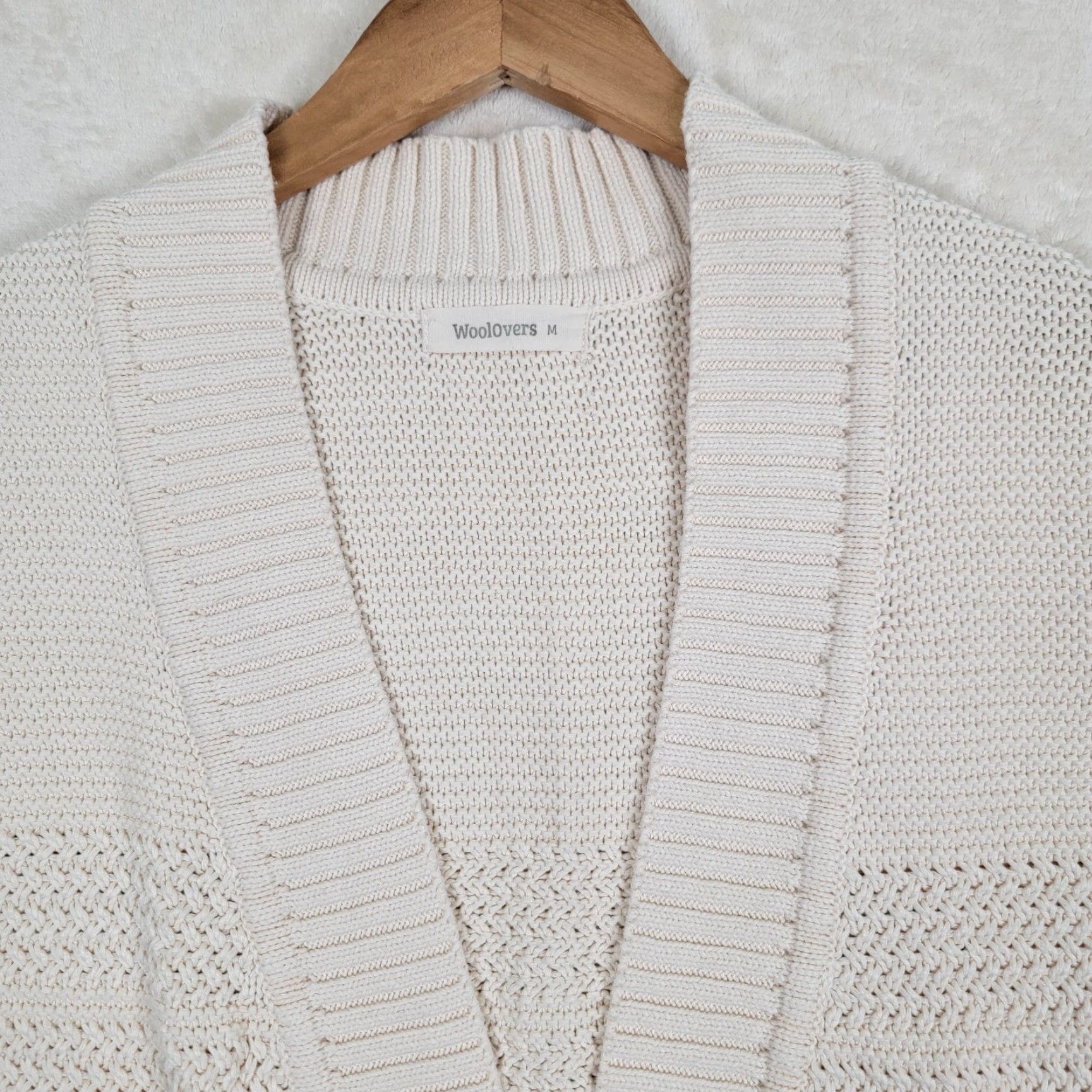 Vintage VINTAGE Woolovers Cardigan Womens M Ivory Sweater Cable Knit Long Sleeve 100% Wool Prep Size M / US 6-8 / IT 42-44 - 3 Thumbnail