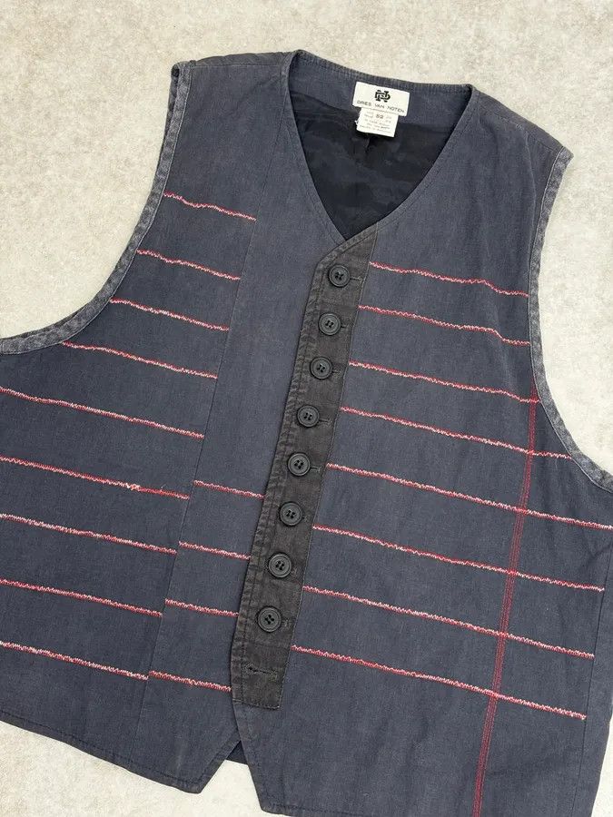 Dries Van Noten 1990s Dries Van Noten Navy Lined Vest Size US S / EU 44-46 / 1 - 5 Thumbnail