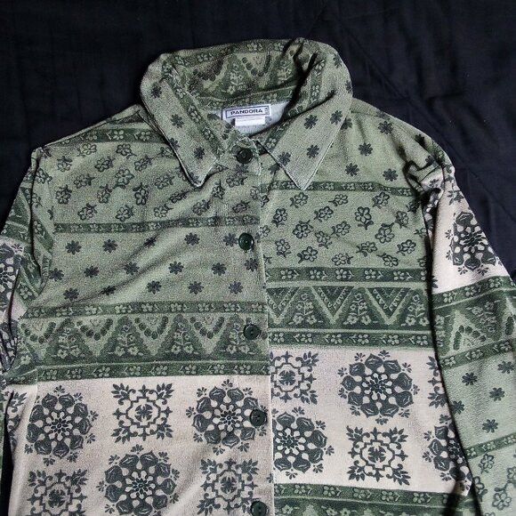 pandora Vintage Pandora Floral Geometric Polyster Disco Shirt Size L / US 10 / IT 46 - 1 Thumbnail