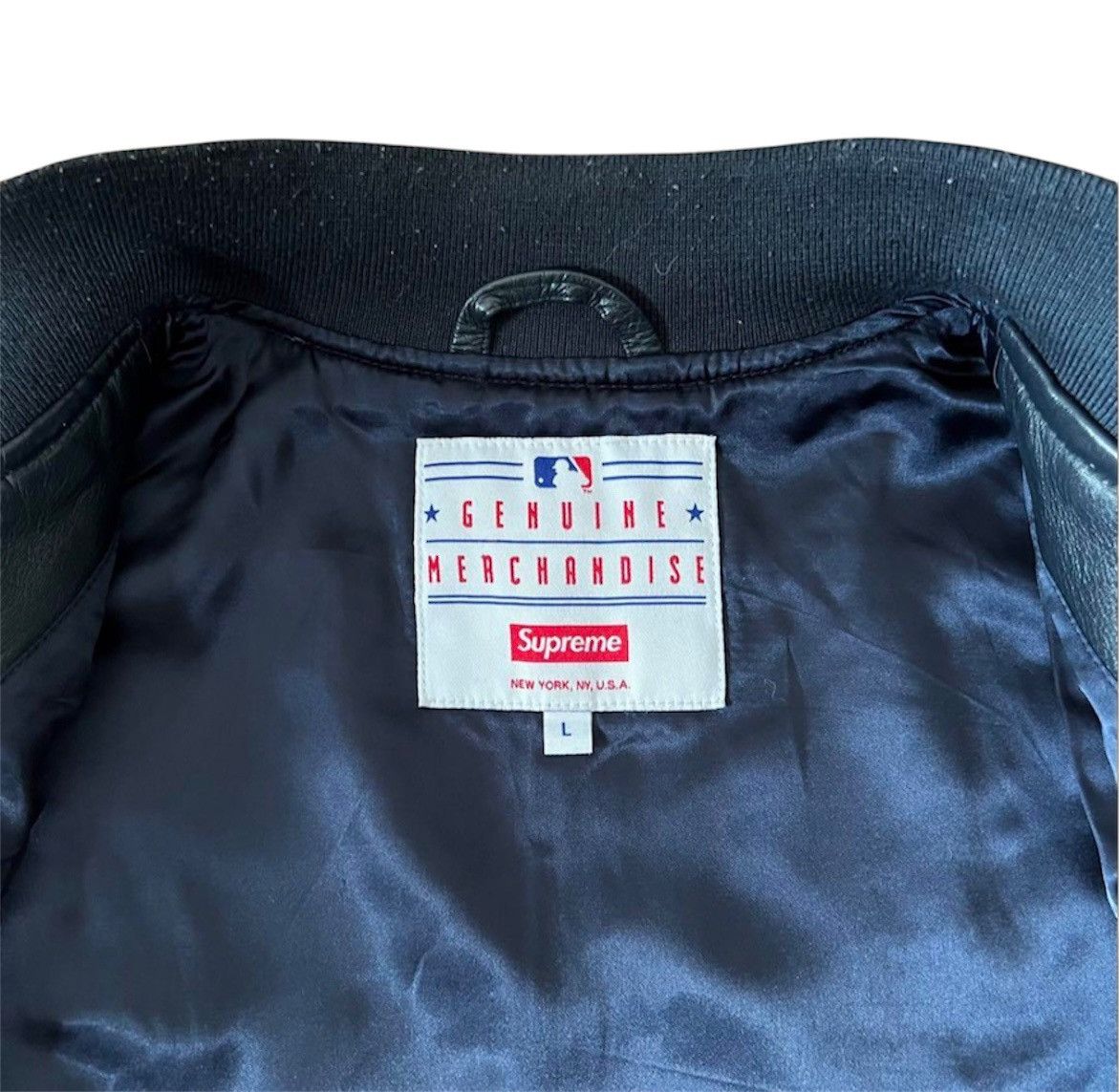 MLB × New York Yankees × Supreme Supreme x New York Yankees Leather Jacket Size US L / EU 52-54 / 3 - 6 Thumbnail